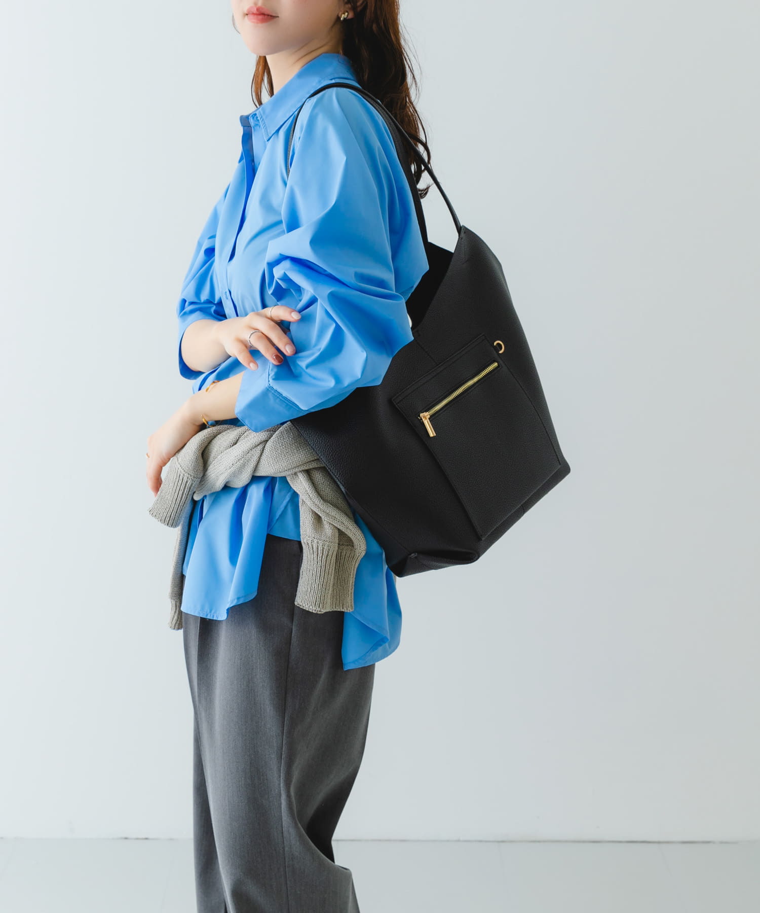 軽量アウトポケットトートバッグ BLACK one