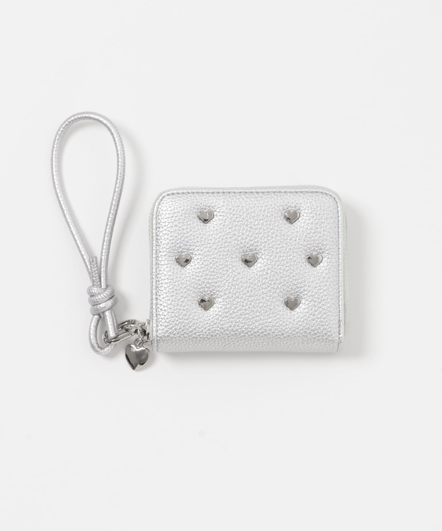 ハートスタッズ二つ折りミニ財布 SILVER one