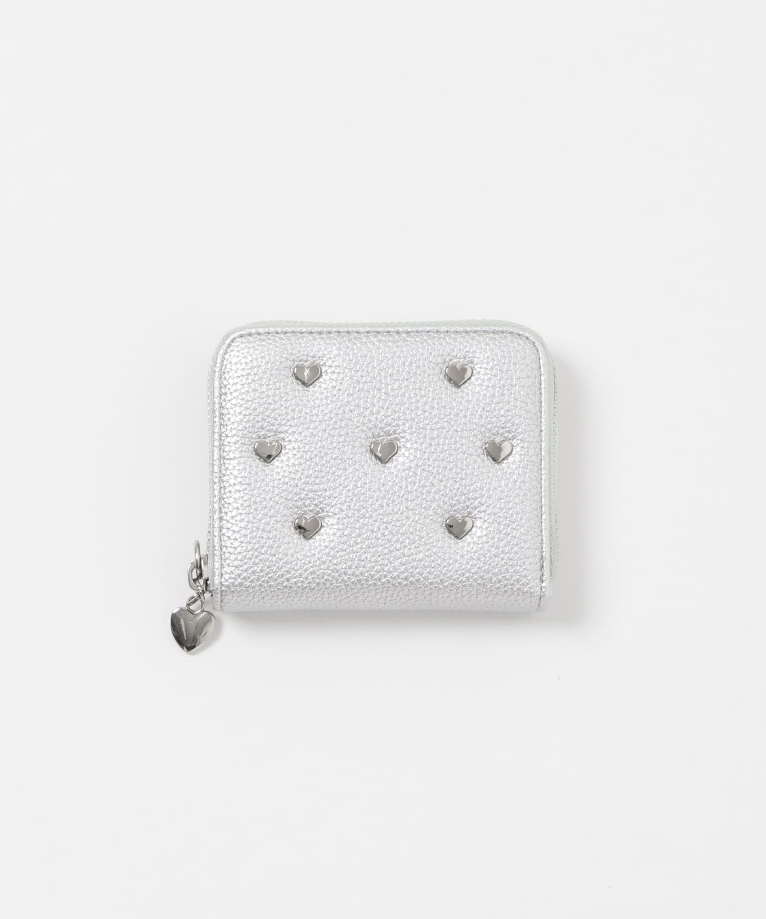 ハートスタッズ二つ折りミニ財布 SILVER one