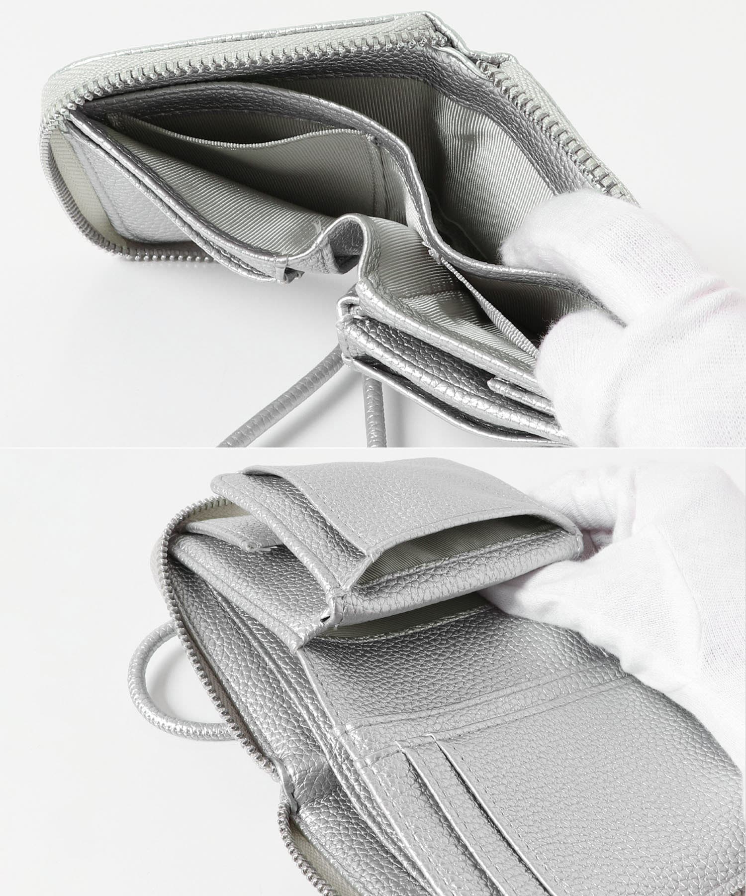 ハートスタッズ二つ折りミニ財布 SILVER one