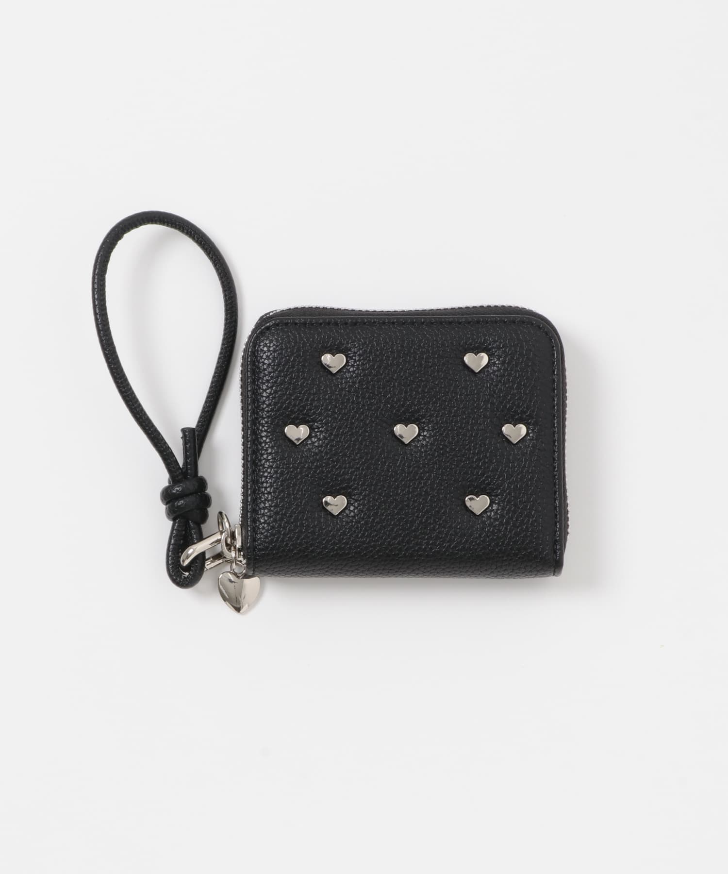 ハートスタッズ二つ折りミニ財布 BLACK one
