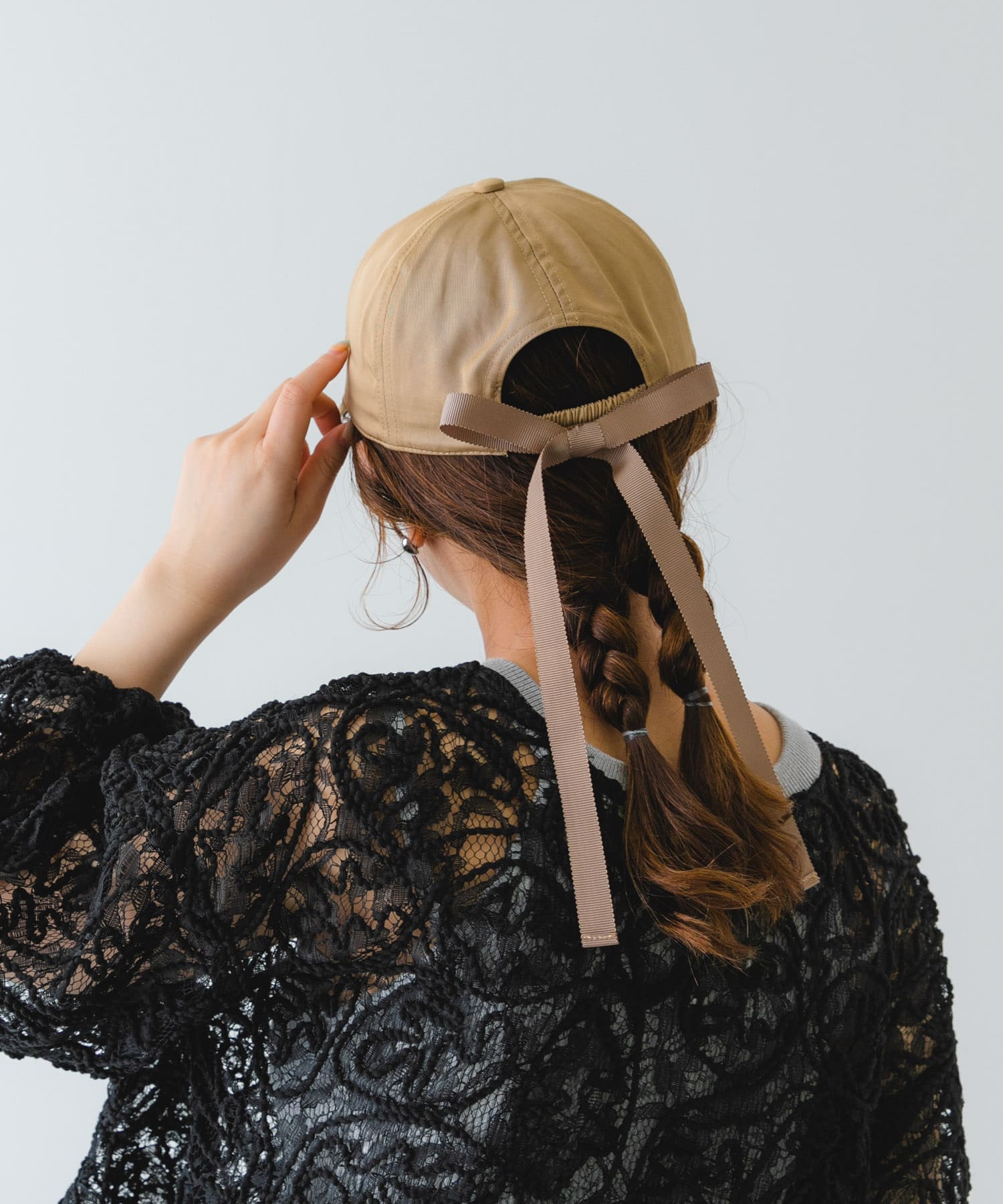 リボンキャップ BEIGE FREE