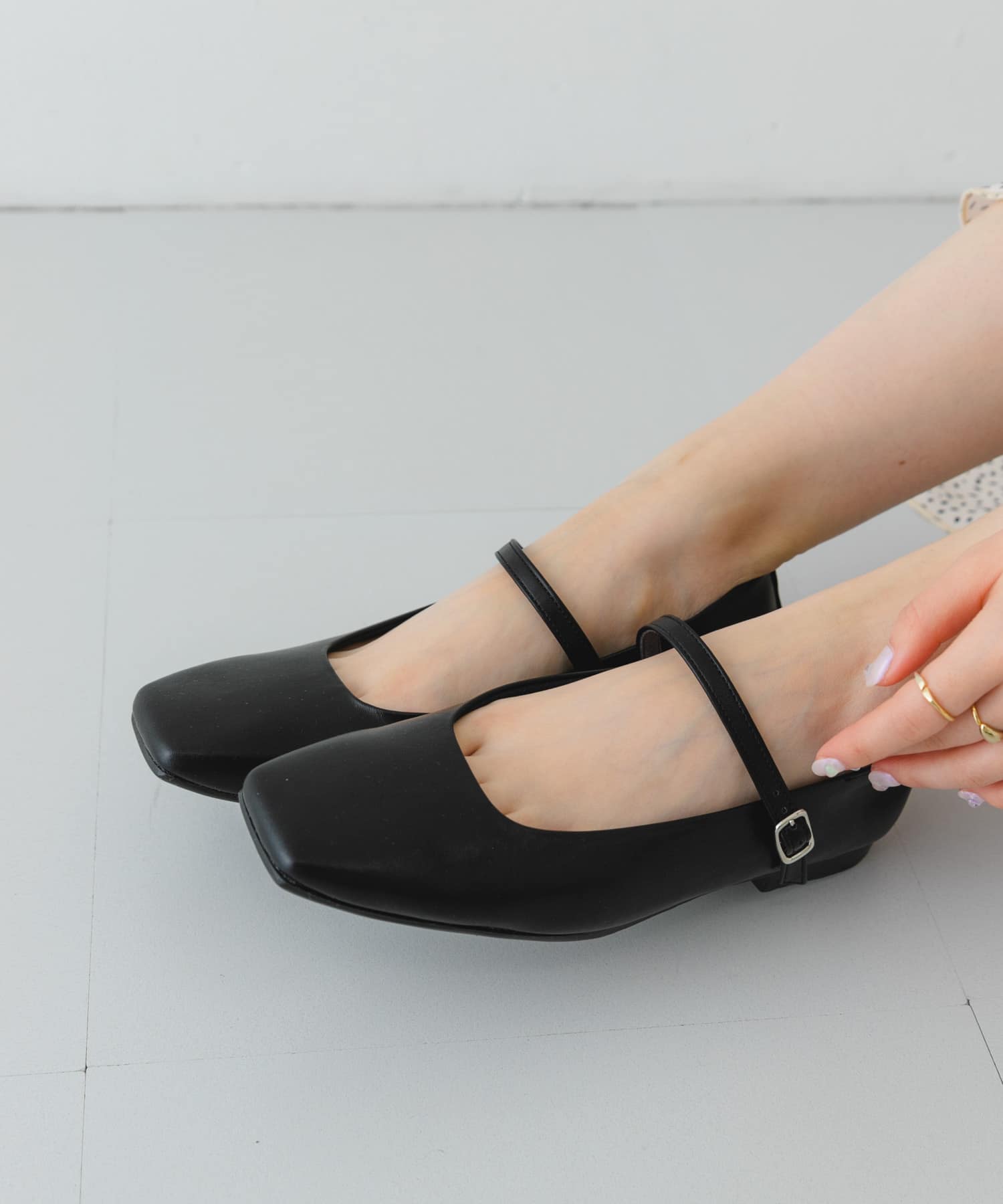 『MADE IN JAPAN』スクエアトゥメリージェーンシューズ BLACK 36