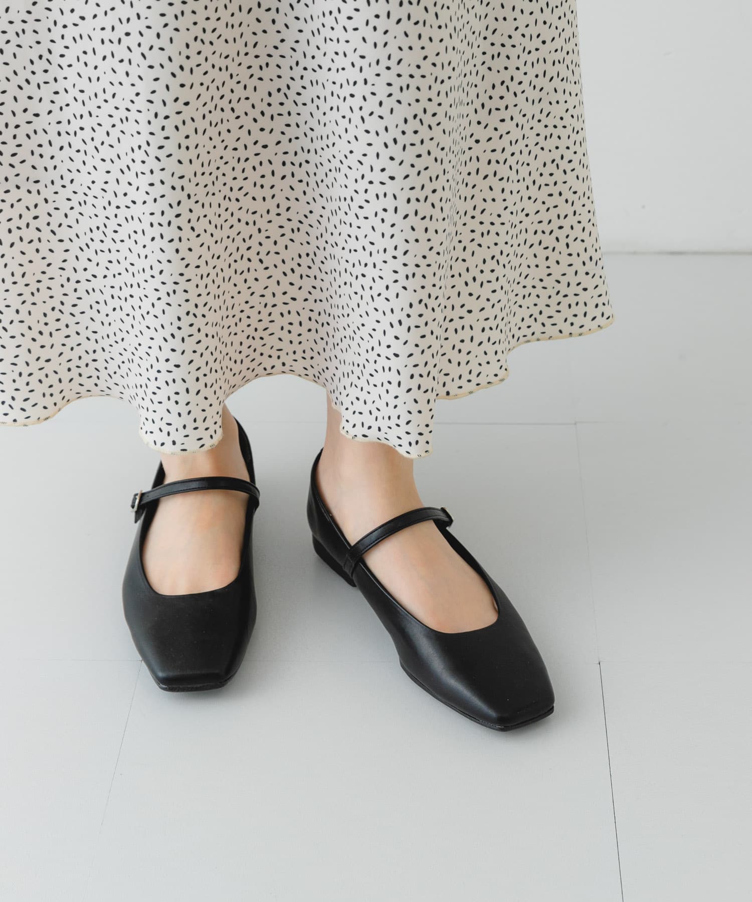 『MADE IN JAPAN』スクエアトゥメリージェーンシューズ BLACK 36