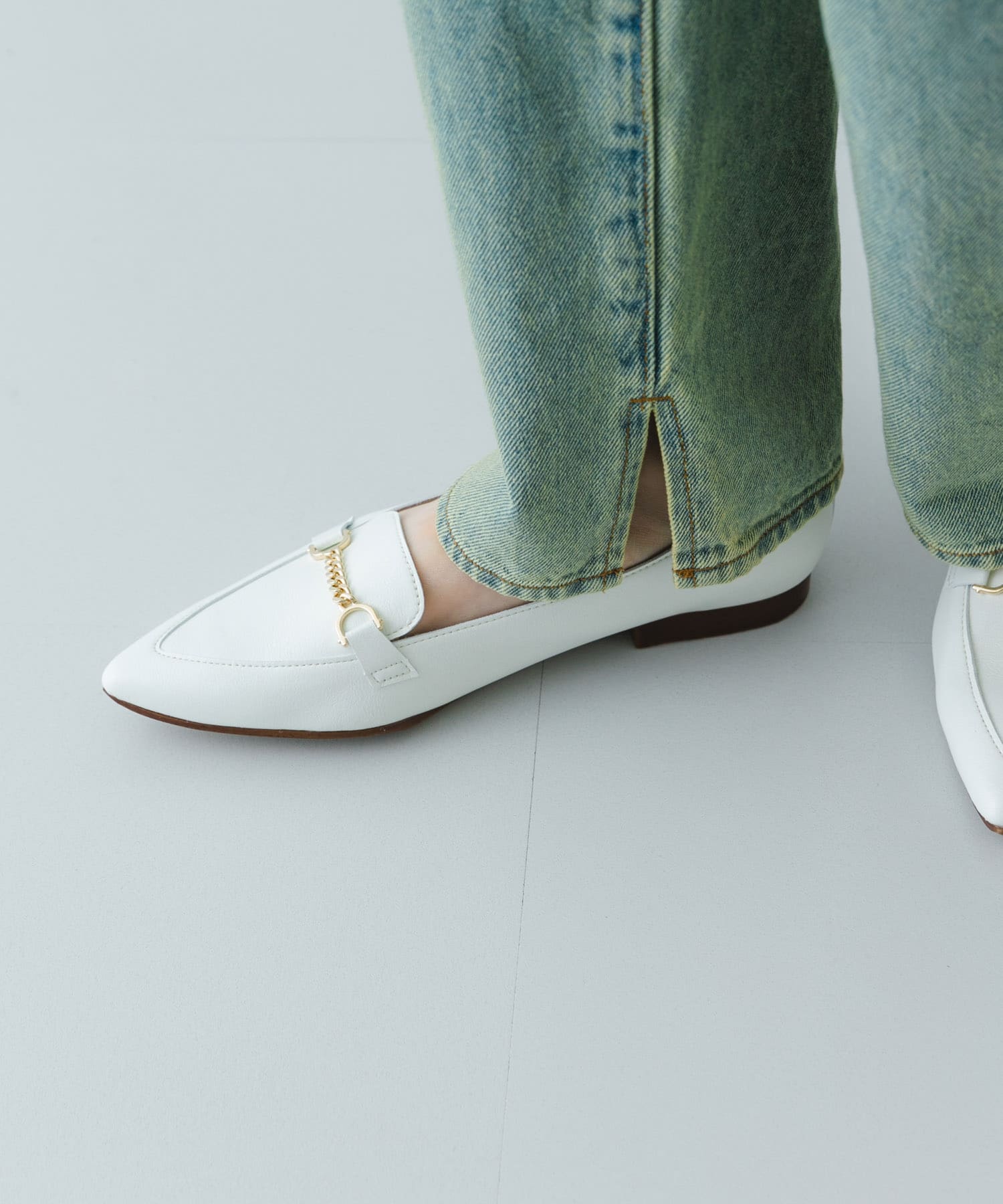 『MADE IN JAPAN』プチチェーンフラットシューズ WHITE 36