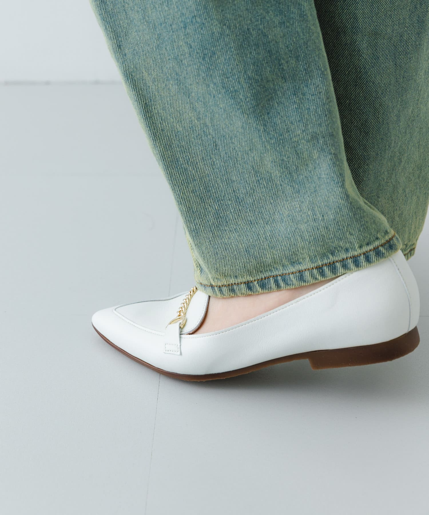 『MADE IN JAPAN』プチチェーンフラットシューズ WHITE 36