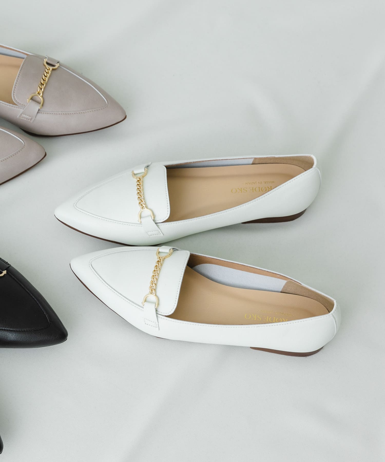 『MADE IN JAPAN』プチチェーンフラットシューズ WHITE 37