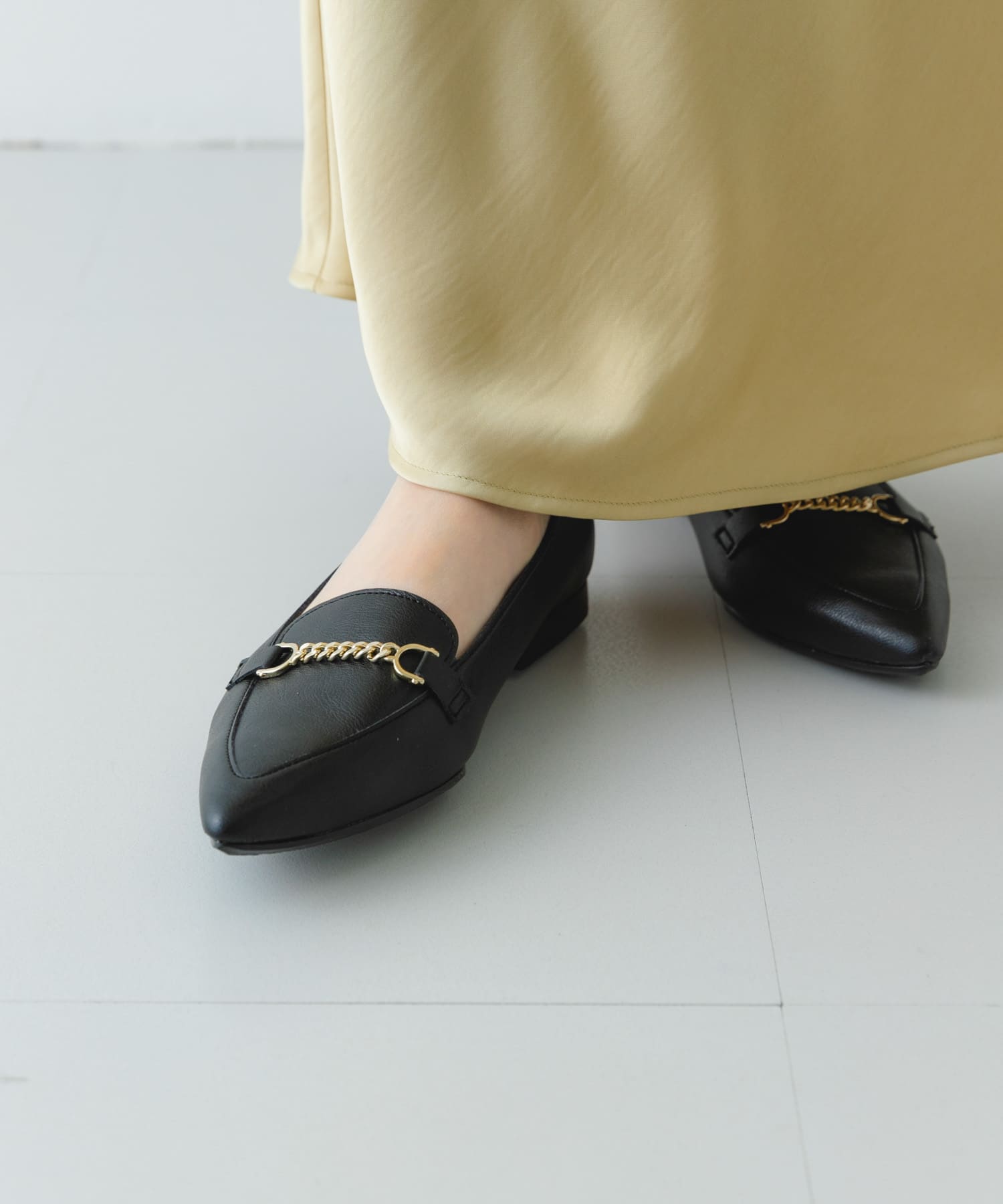 『MADE IN JAPAN』プチチェーンフラットシューズ BLACK 36
