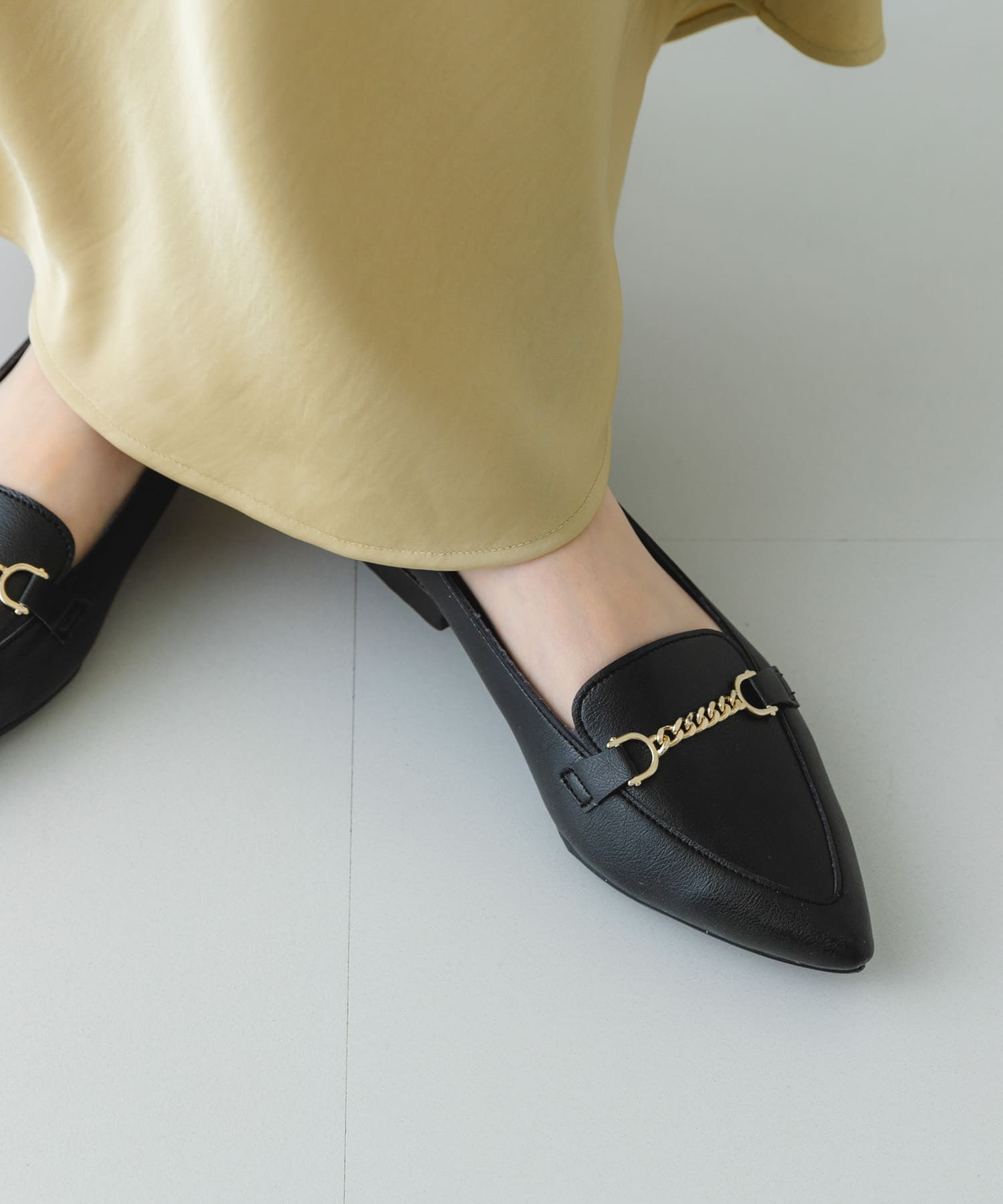 『MADE IN JAPAN』プチチェーンフラットシューズ BLACK 36
