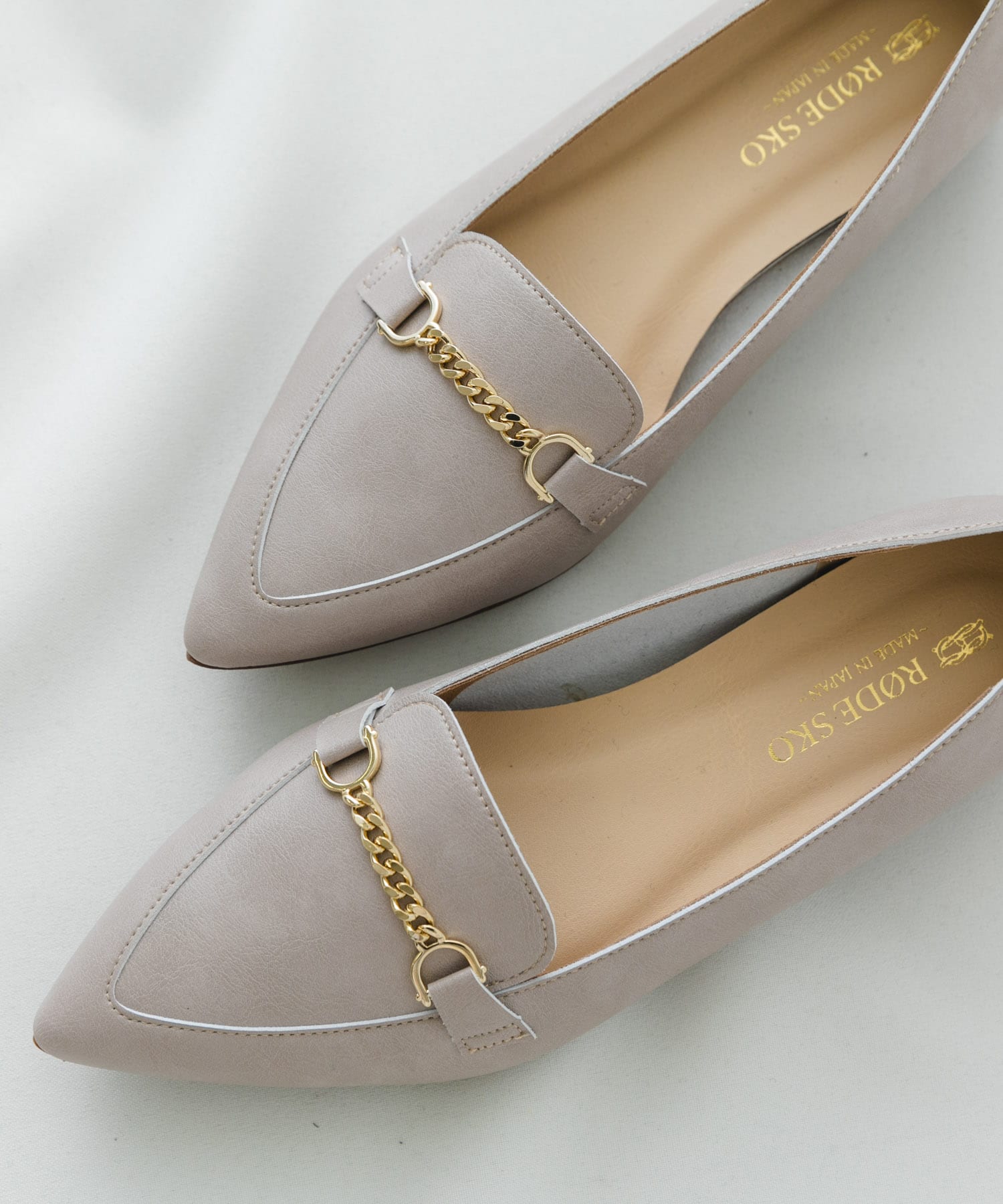 『MADE IN JAPAN』プチチェーンフラットシューズ LIGHT GRAY 36