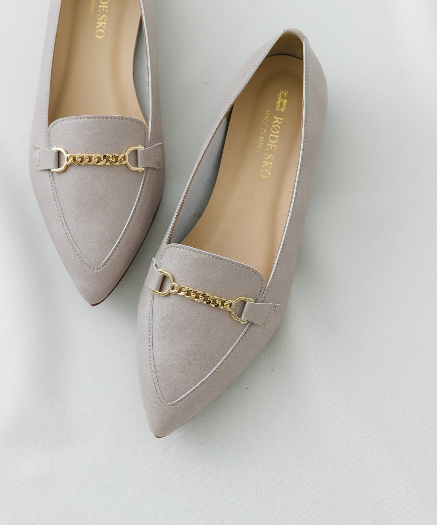 『MADE IN JAPAN』プチチェーンフラットシューズ LIGHT GRAY 36
