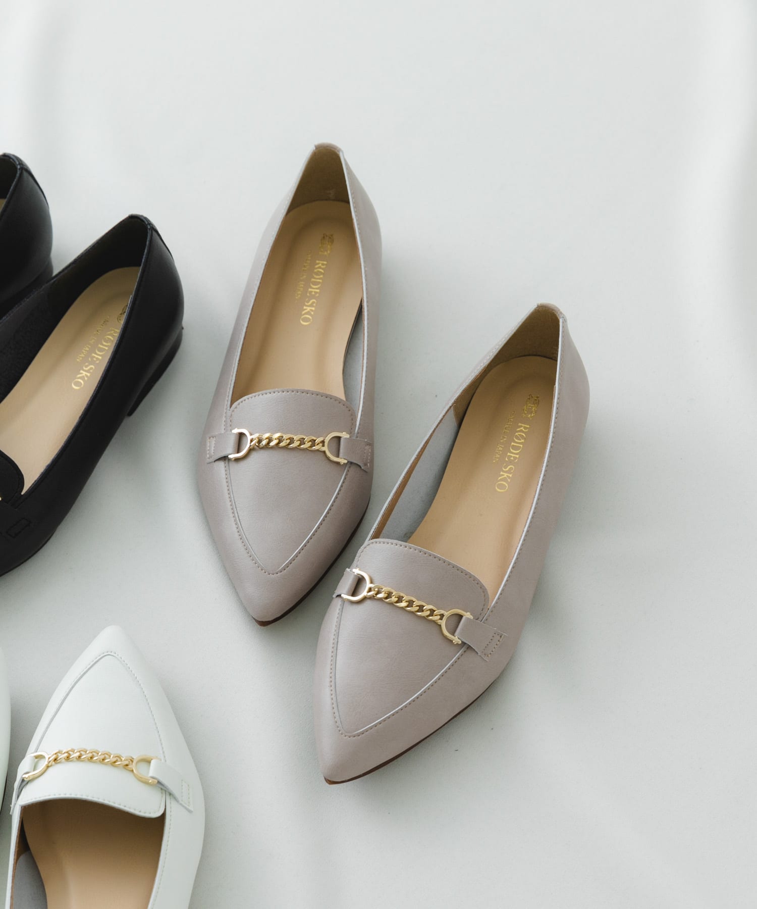 『MADE IN JAPAN』プチチェーンフラットシューズ LIGHT GRAY 36