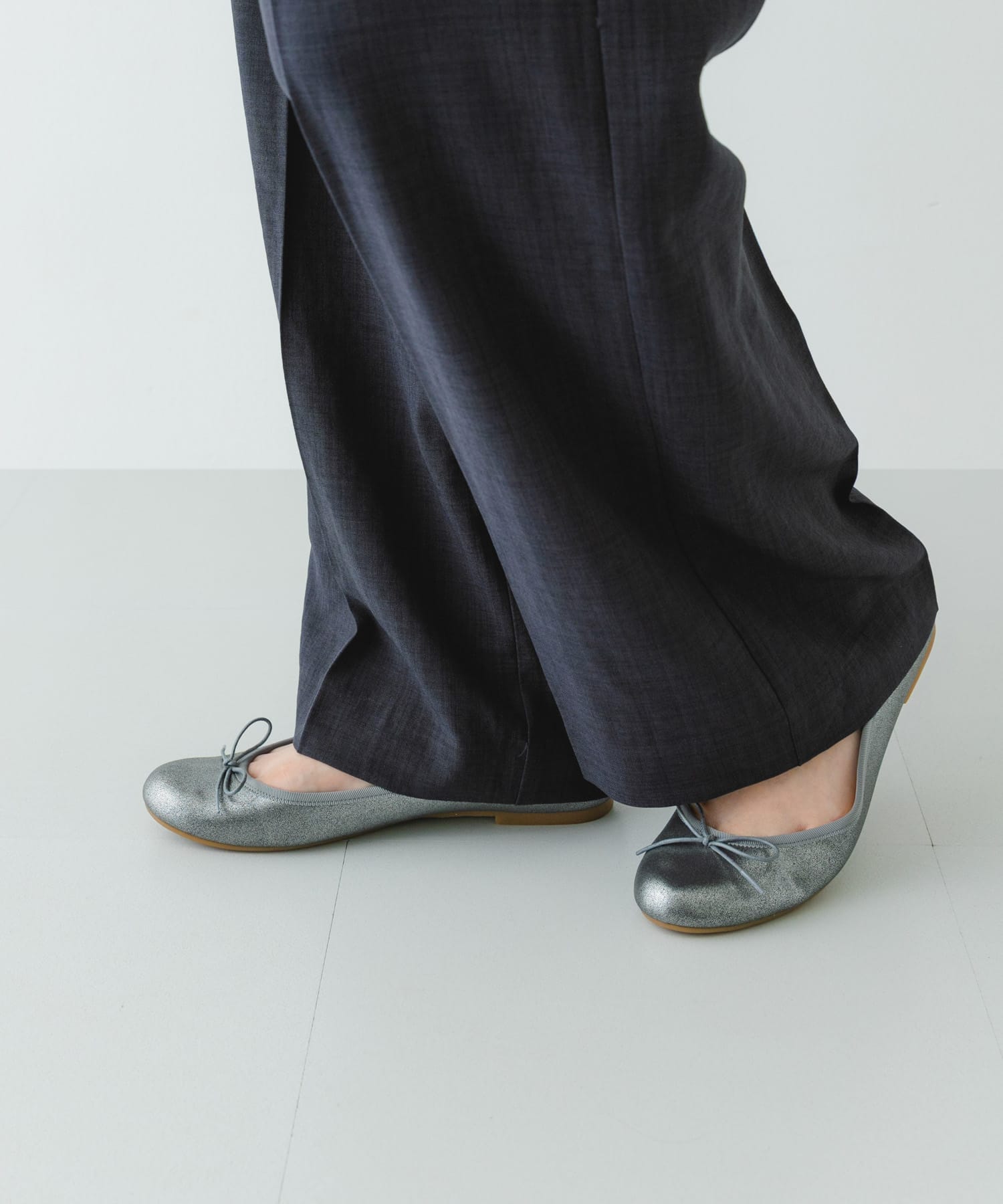 『MADE IN JAPAN』プレーンバレエシューズ SILVER 35