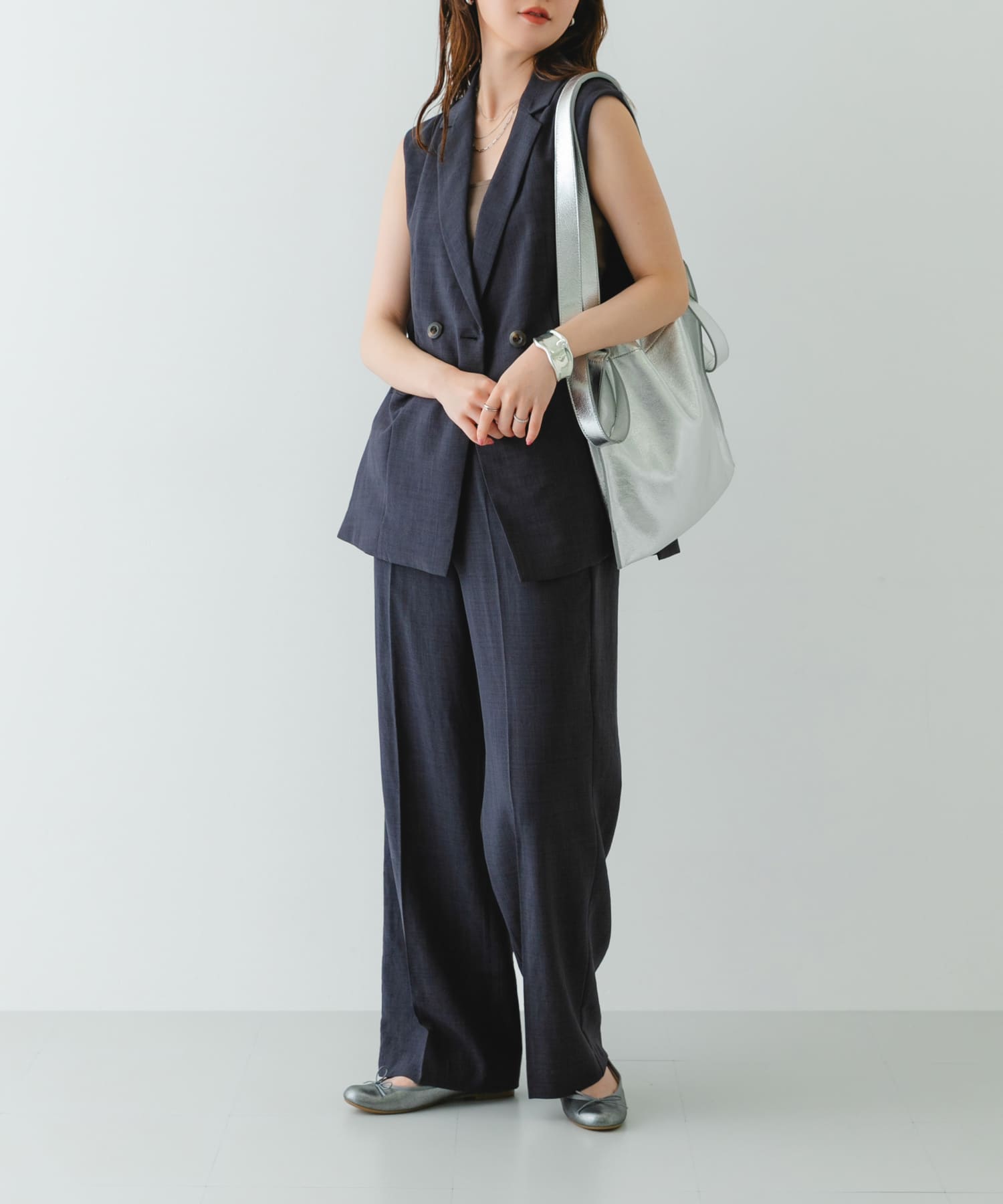 『MADE IN JAPAN』プレーンバレエシューズ SILVER 35