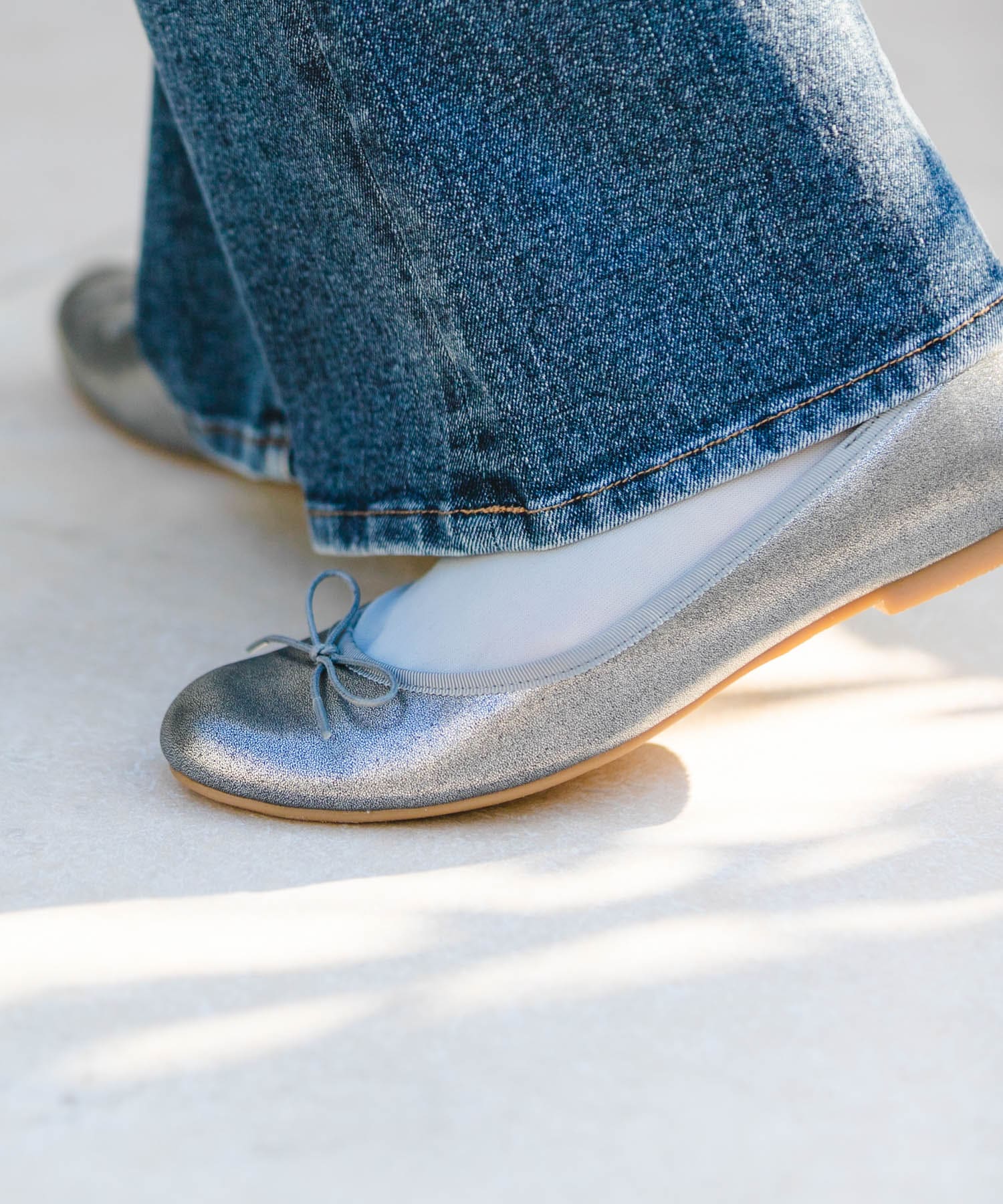 『MADE IN JAPAN』プレーンバレエシューズ SILVER 35