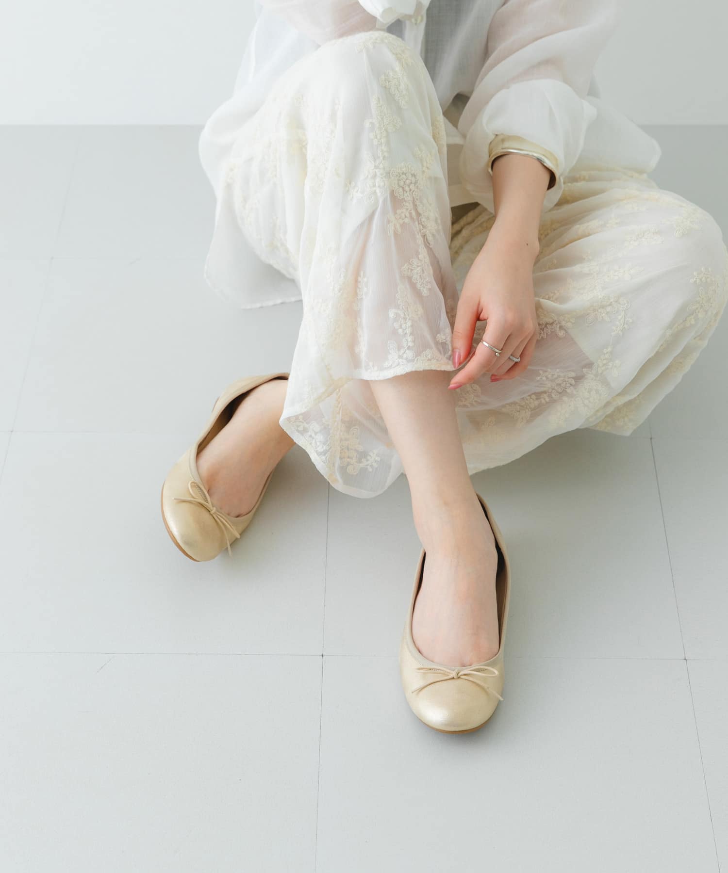 『MADE IN JAPAN』プレーンバレエシューズ GOLD 35