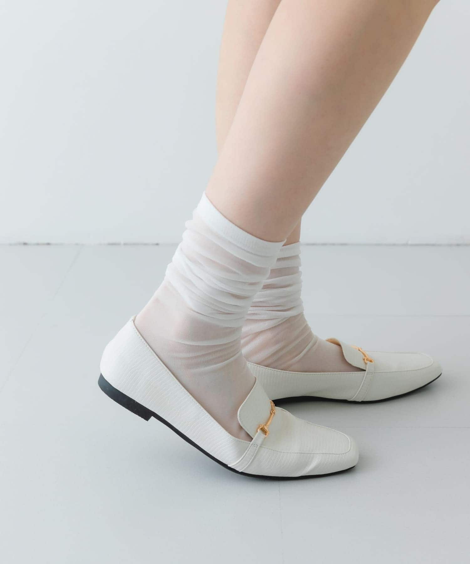 『MADE IN JAPAN』 スクエアトゥ細ビットローファー IVORY 36