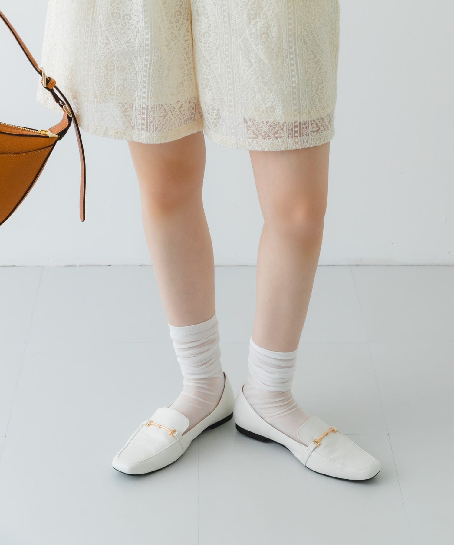 『MADE IN JAPAN』 スクエアトゥ細ビットローファー IVORY 36