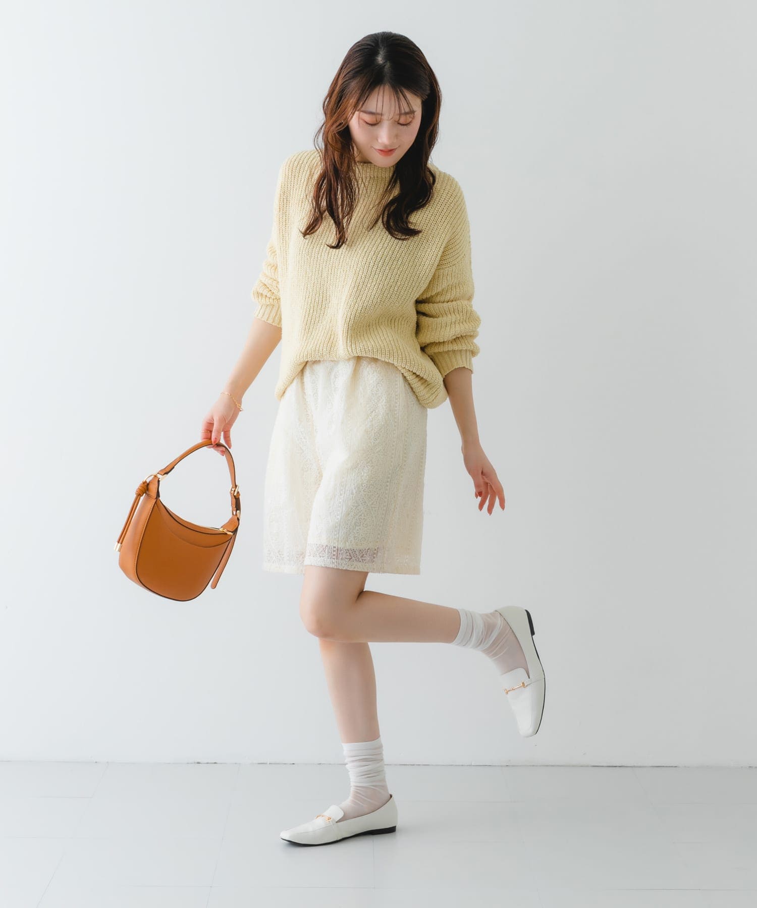 『MADE IN JAPAN』 スクエアトゥ細ビットローファー IVORY 36