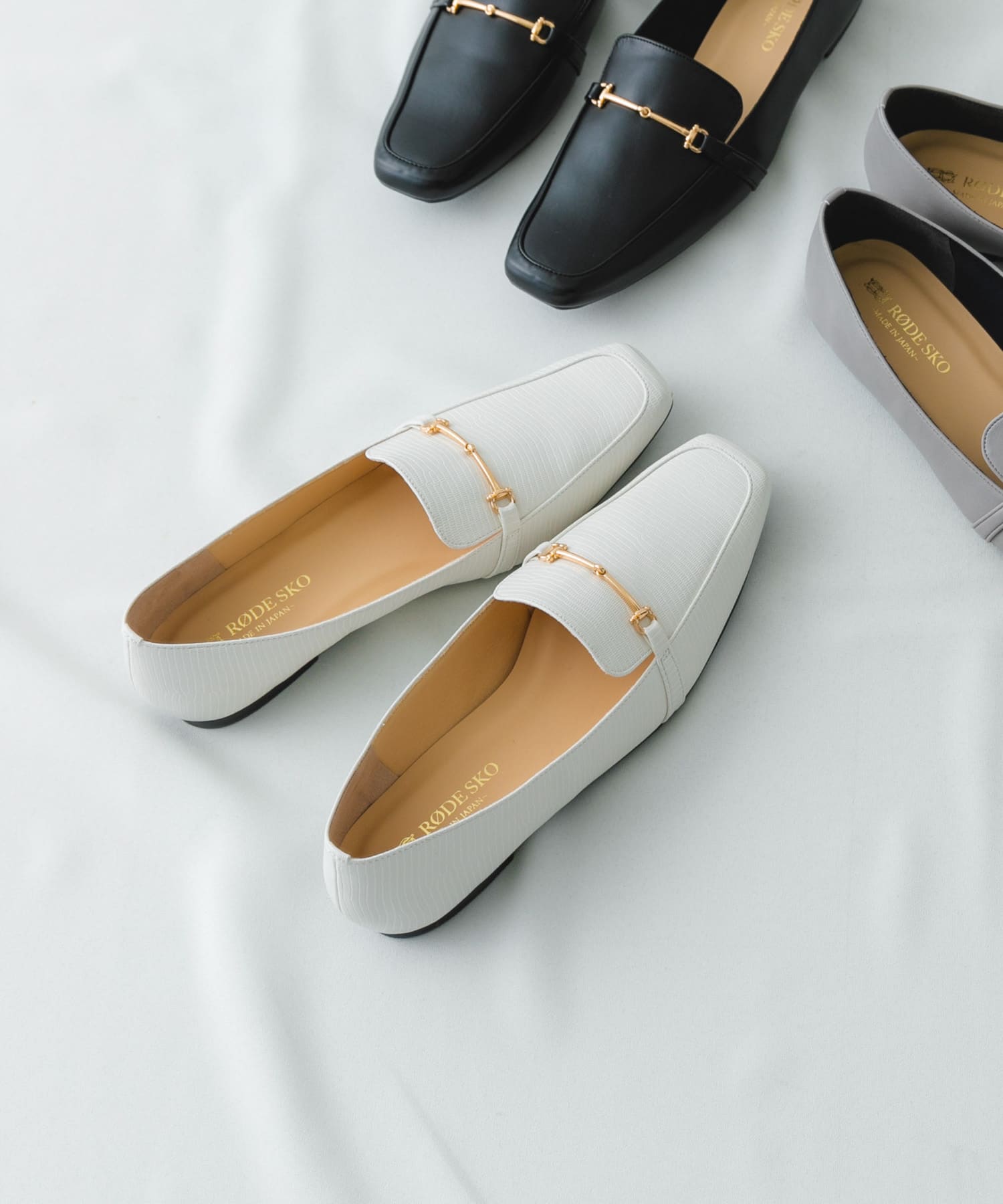 『MADE IN JAPAN』 スクエアトゥ細ビットローファー IVORY 37