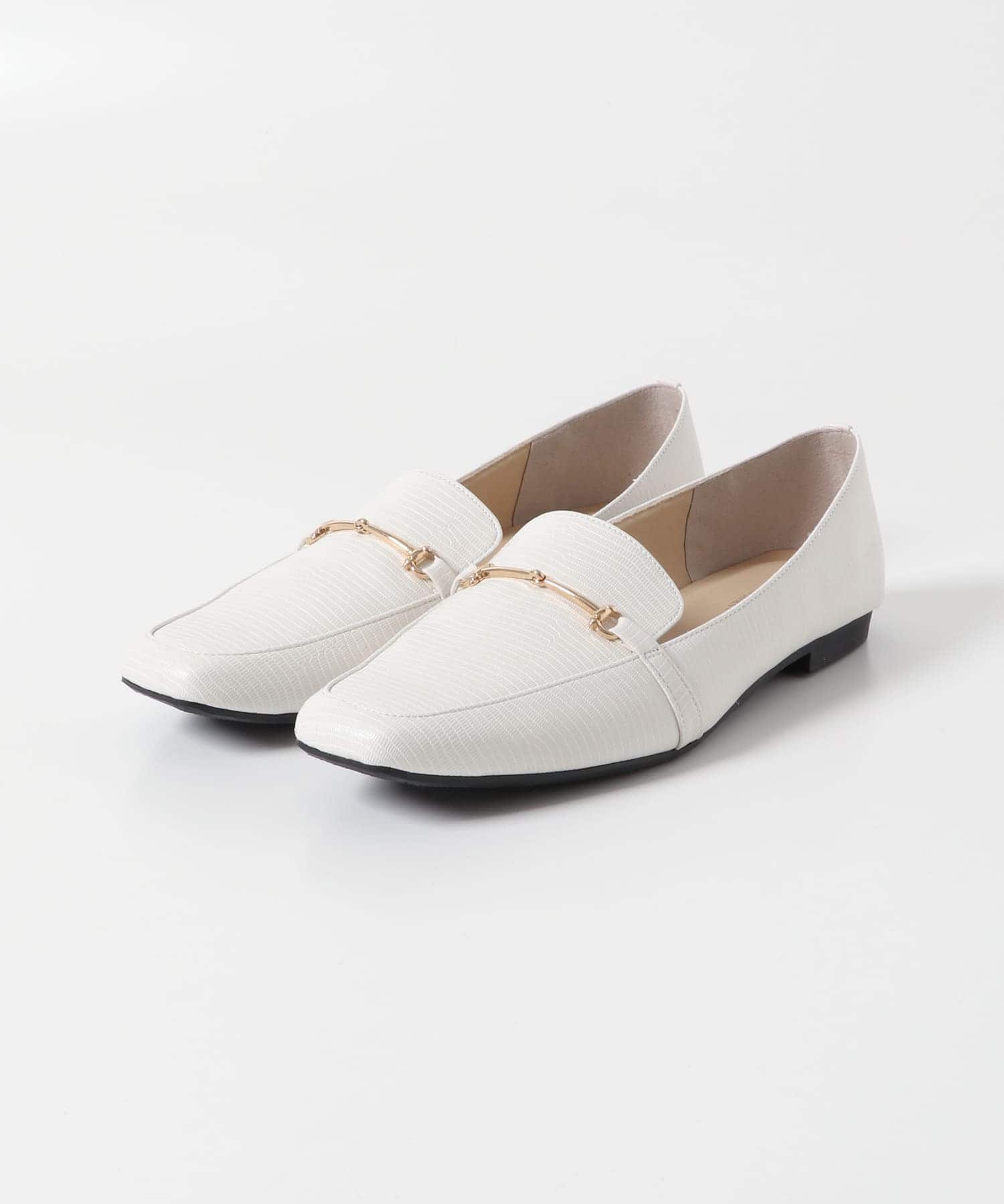 『MADE IN JAPAN』 スクエアトゥ細ビットローファー IVORY 36