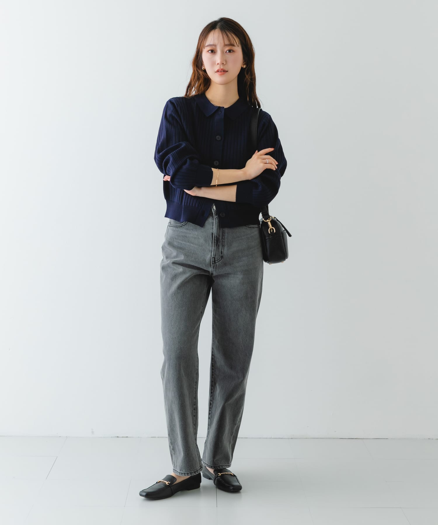 『MADE IN JAPAN』 スクエアトゥ細ビットローファー BLACK 36
