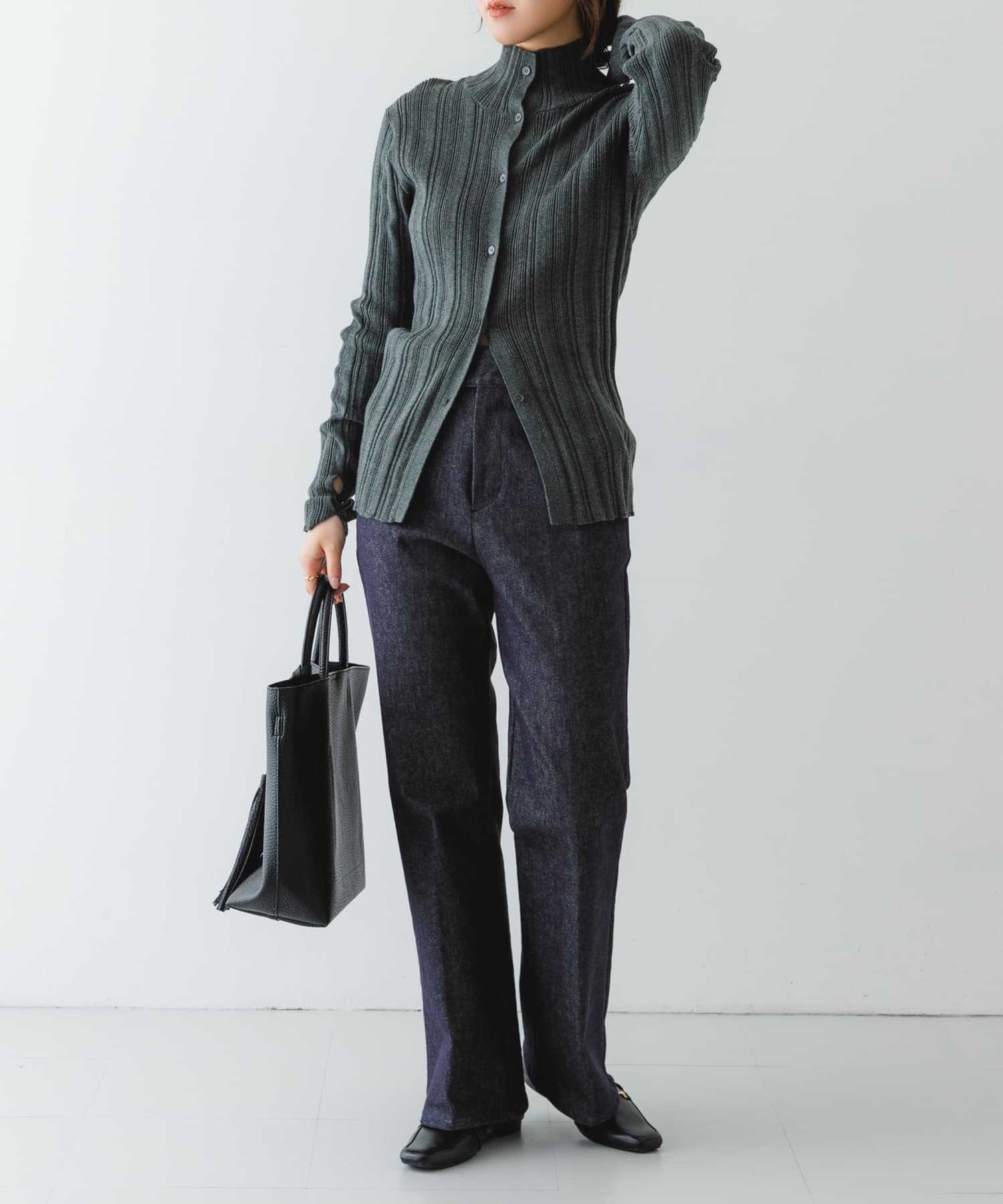 『MADE IN JAPAN』 スクエアトゥ細ビットローファー BLACK 36