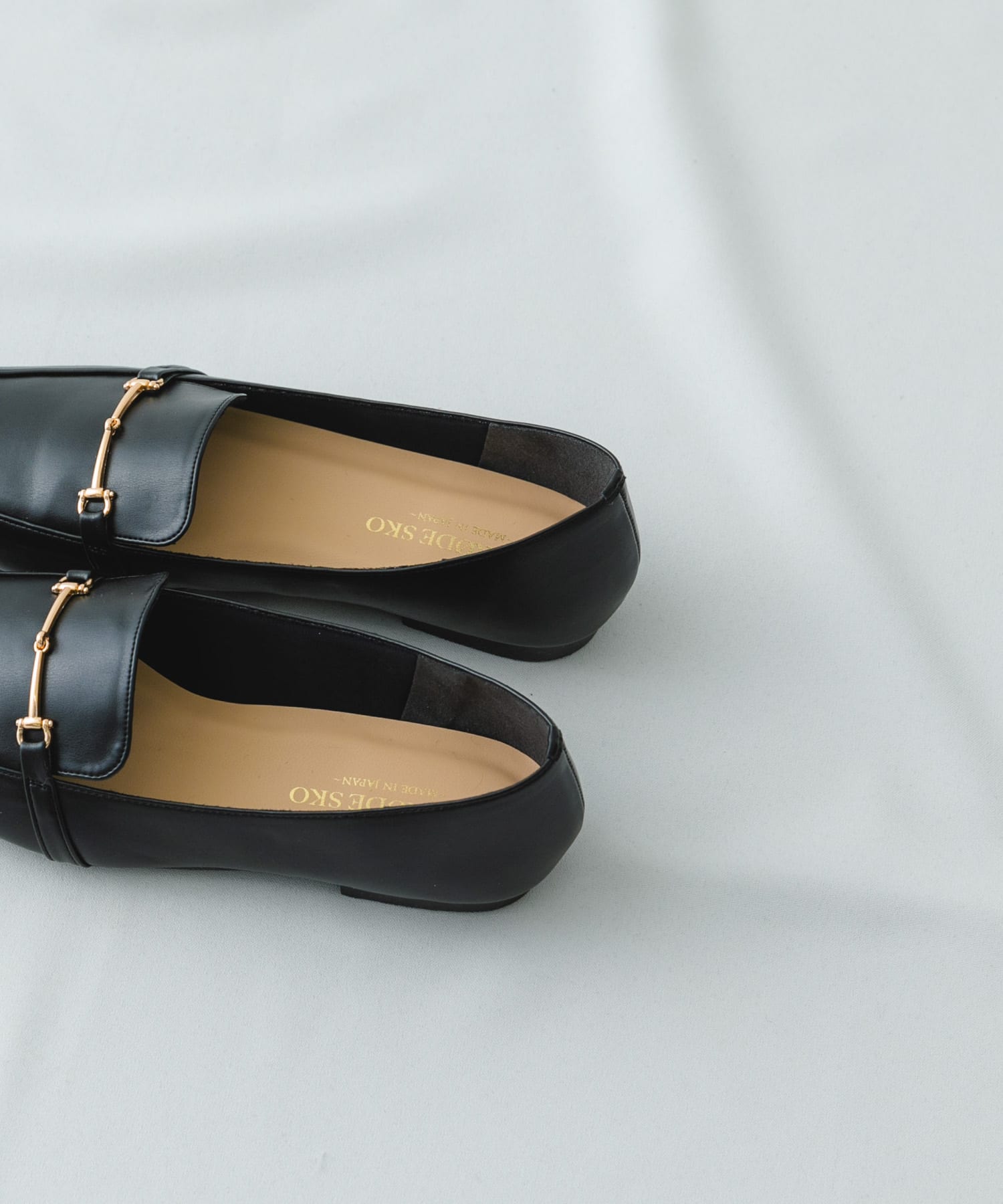 『MADE IN JAPAN』 スクエアトゥ細ビットローファー BLACK 37