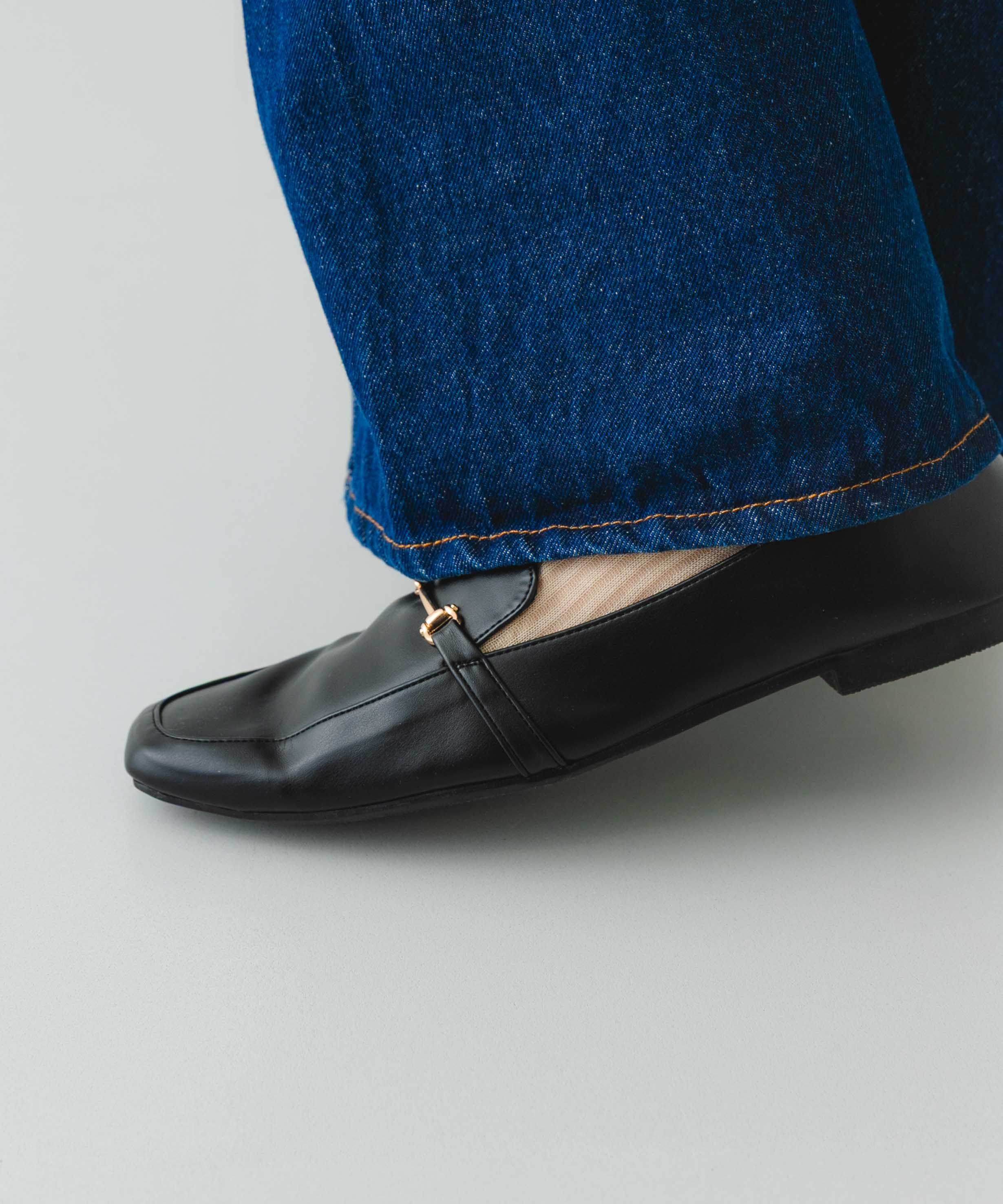 MADE IN JAPAN』 スクエアトゥ細ビットローファー(36 BLACK): シューズ