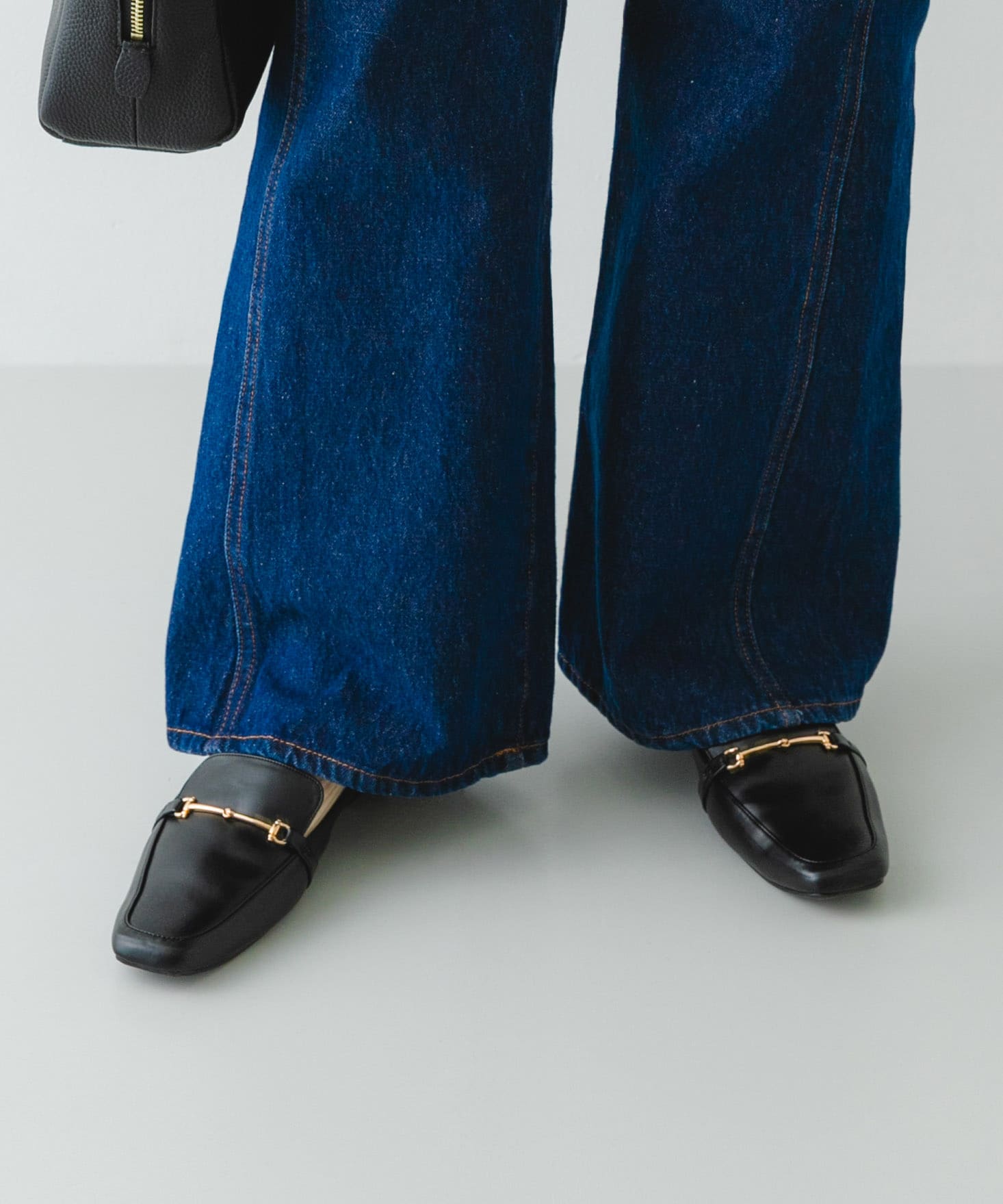 『MADE IN JAPAN』 スクエアトゥ細ビットローファー BLACK 36