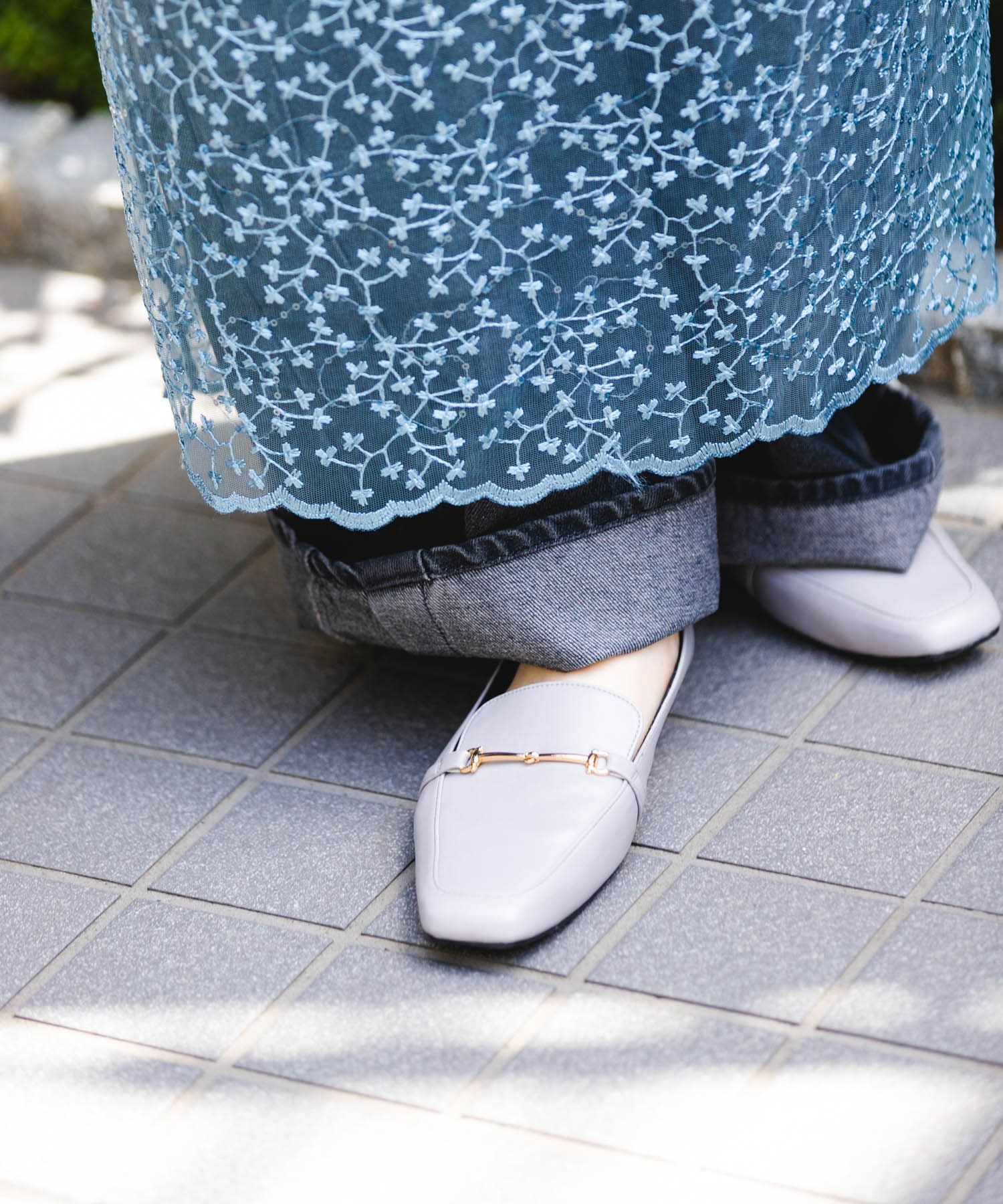 『MADE IN JAPAN』 スクエアトゥ細ビットローファー GRAY 36