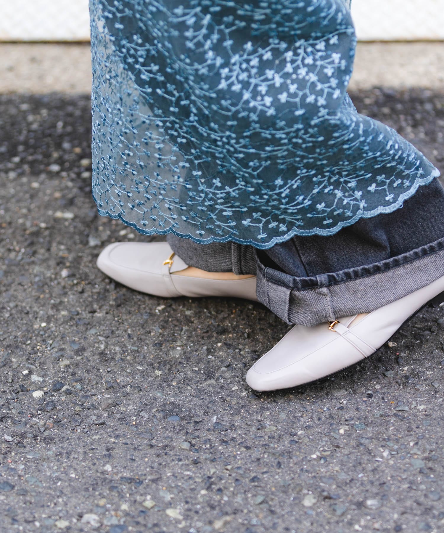 『MADE IN JAPAN』 スクエアトゥ細ビットローファー GRAY 36