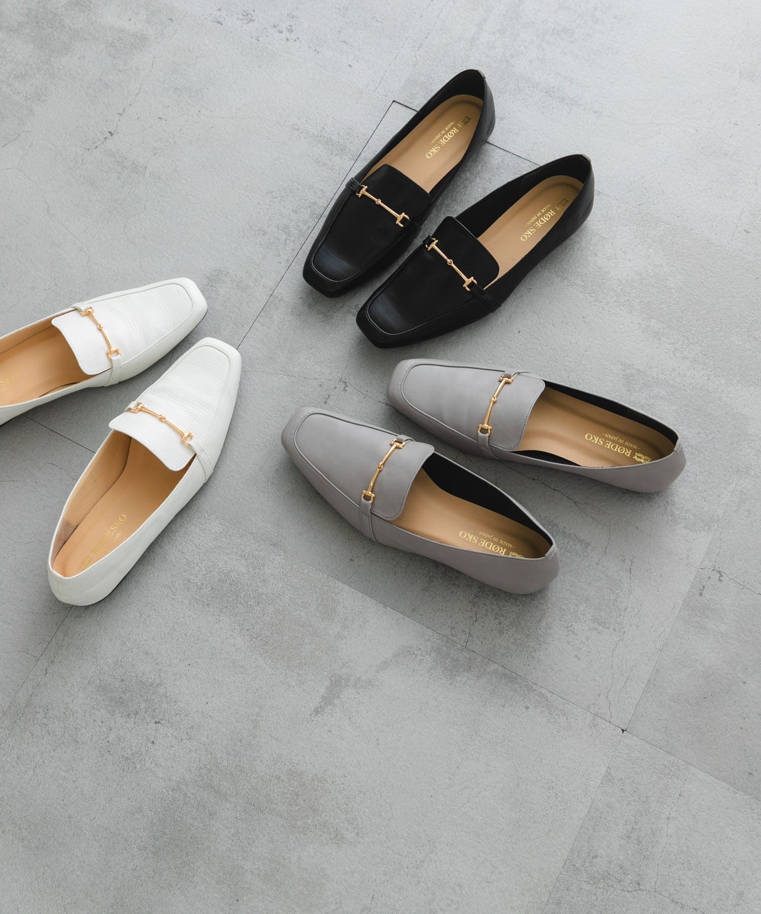 『MADE IN JAPAN』 スクエアトゥ細ビットローファー GRAY 37