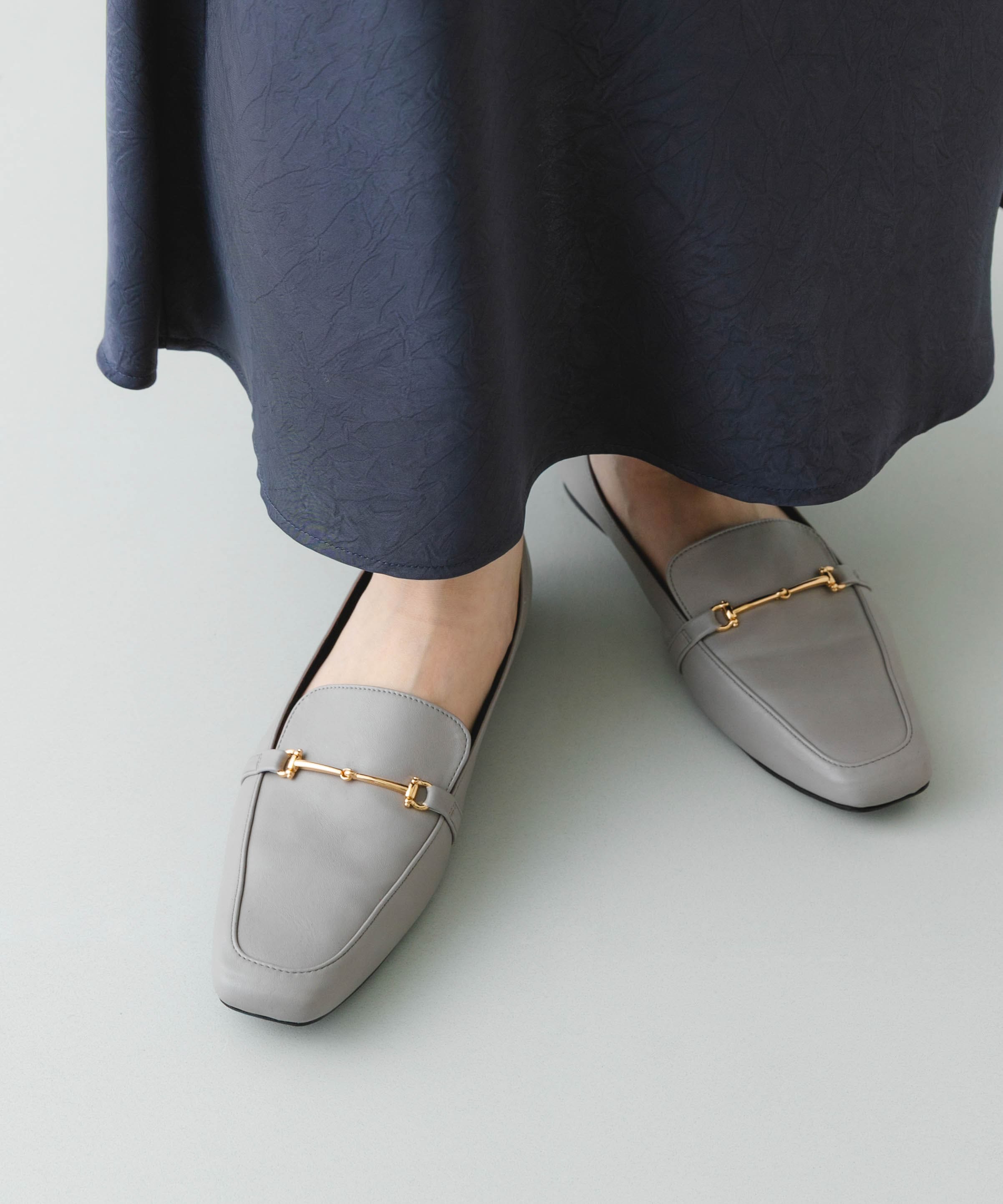 『MADE IN JAPAN』 スクエアトゥ細ビットローファー GRAY 36