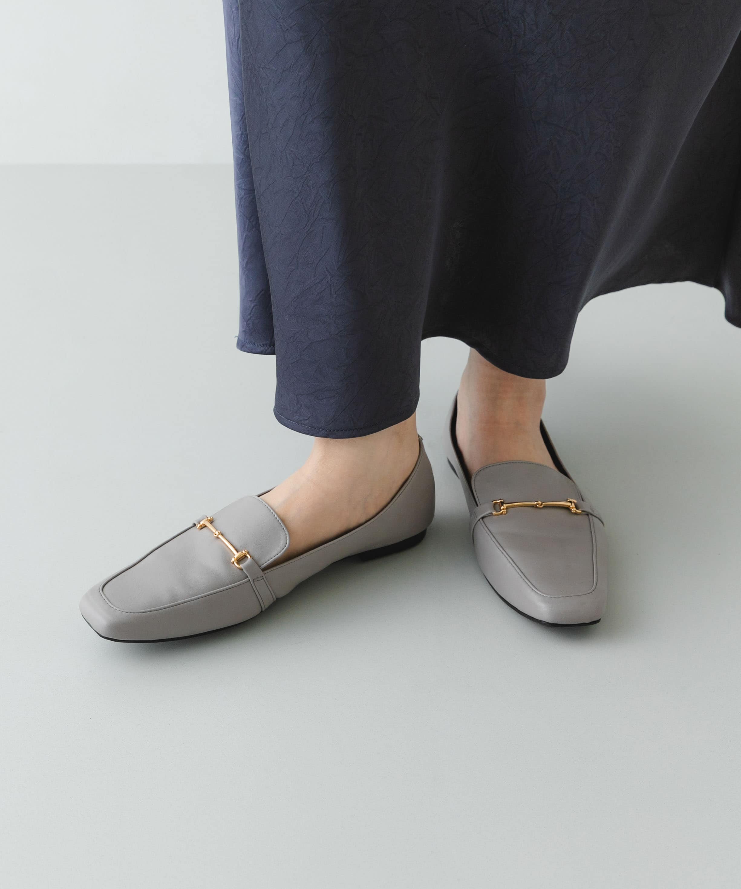 『MADE IN JAPAN』 スクエアトゥ細ビットローファー GRAY 36