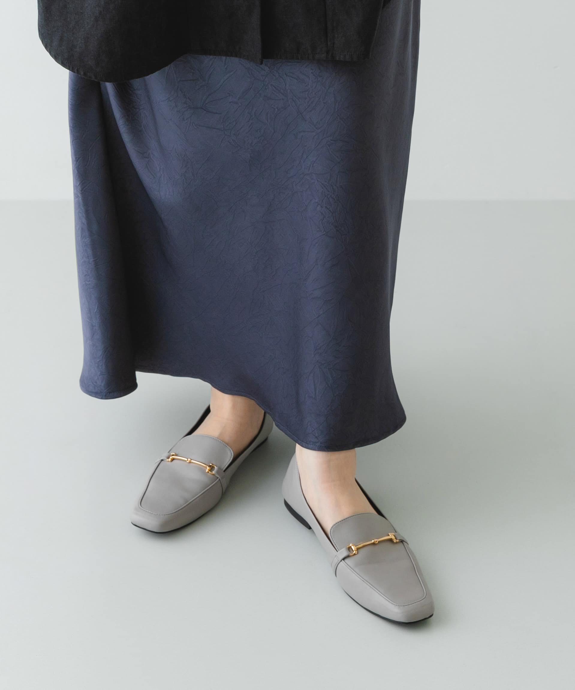 『MADE IN JAPAN』 スクエアトゥ細ビットローファー GRAY 36