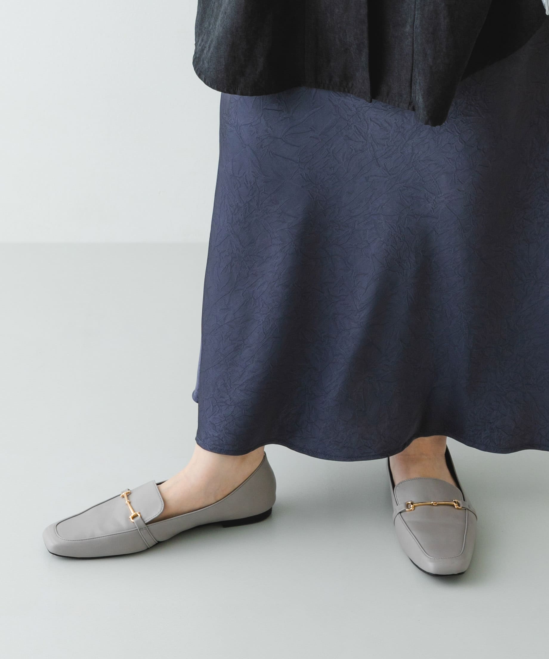 『MADE IN JAPAN』 スクエアトゥ細ビットローファー GRAY 36