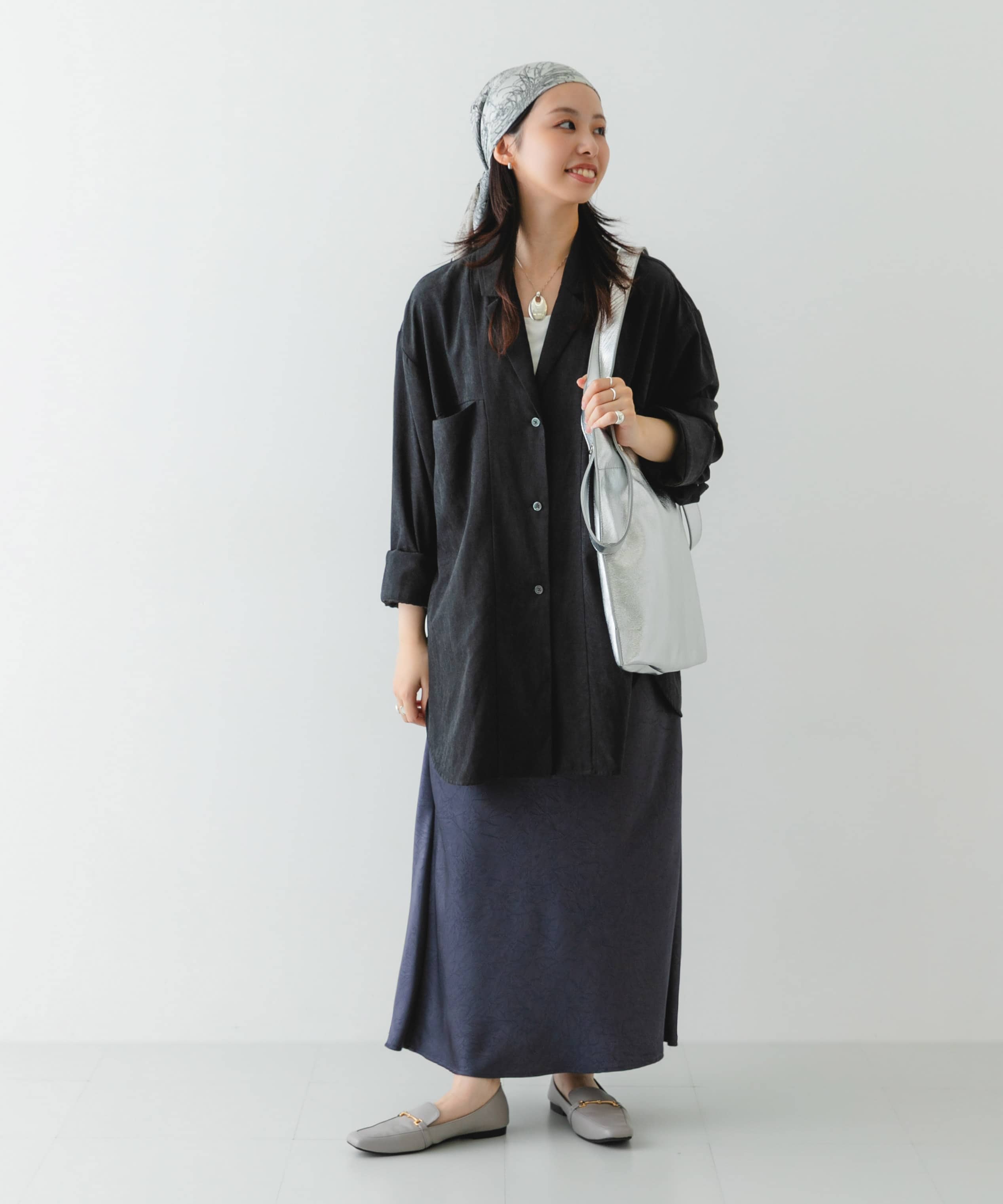 『MADE IN JAPAN』 スクエアトゥ細ビットローファー GRAY 36