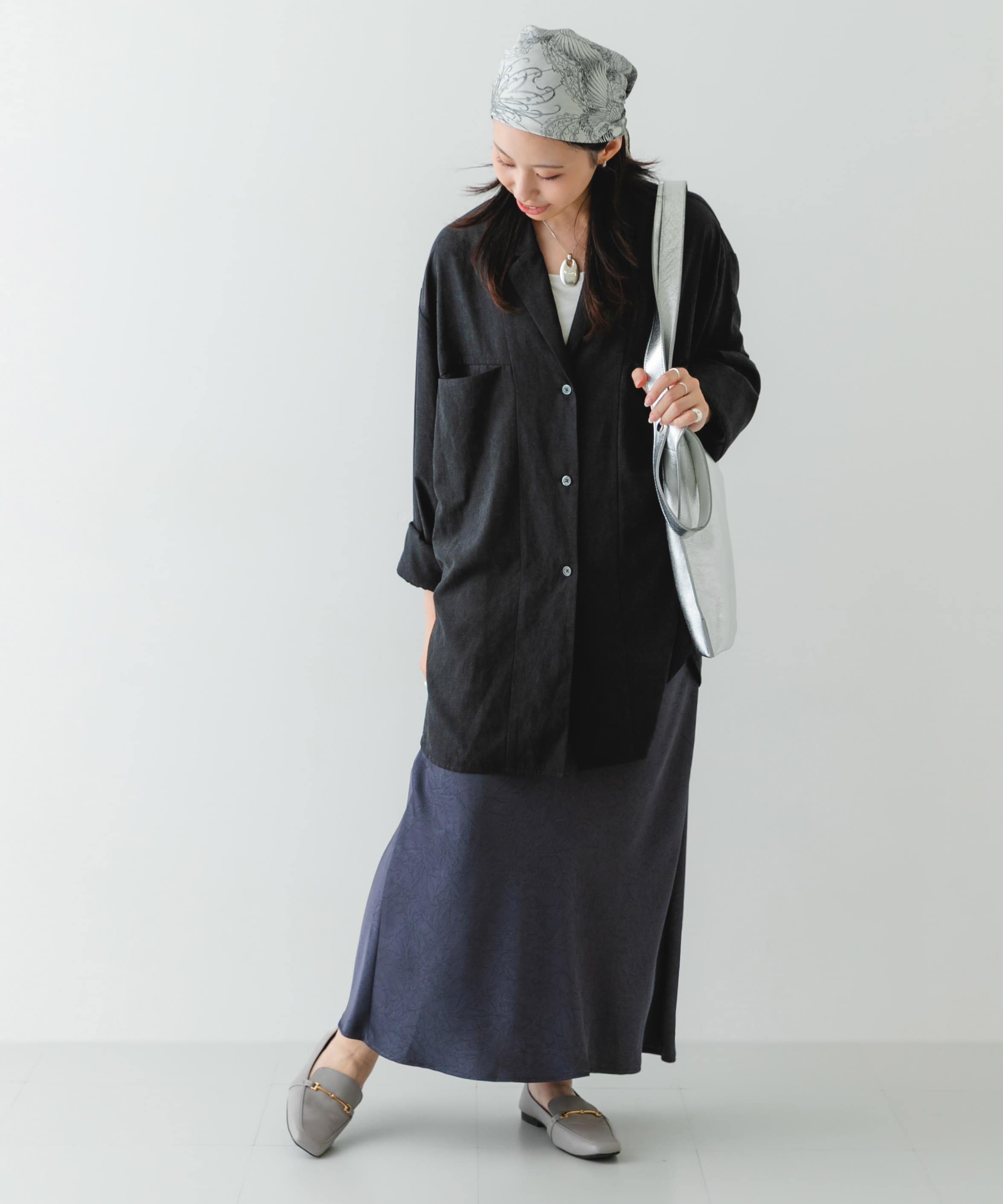 『MADE IN JAPAN』 スクエアトゥ細ビットローファー GRAY 36