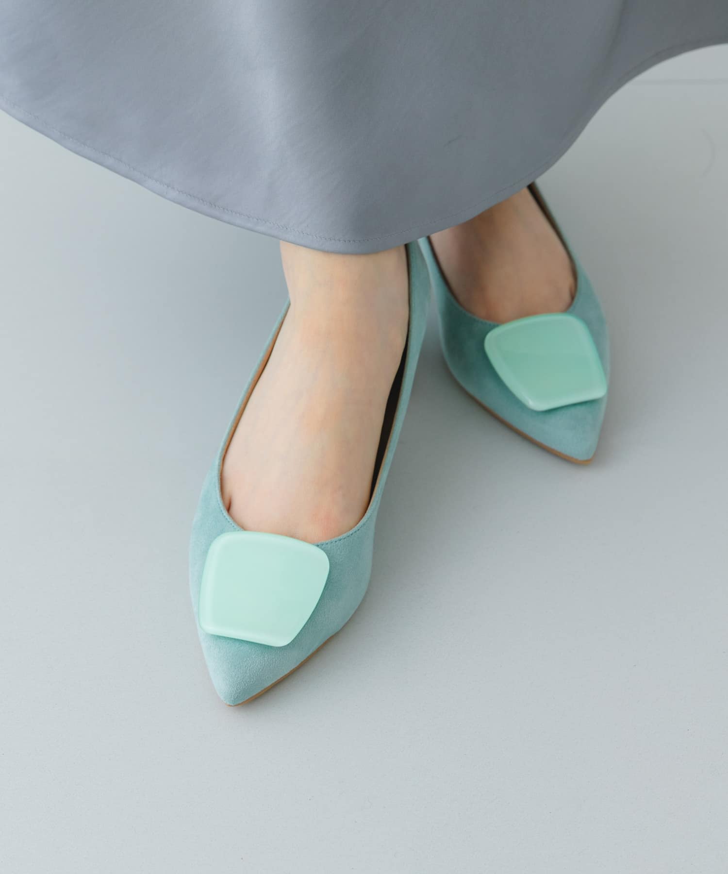 『MADE IN JAPAN』 3センチクリアバックルパンプス MINT 36