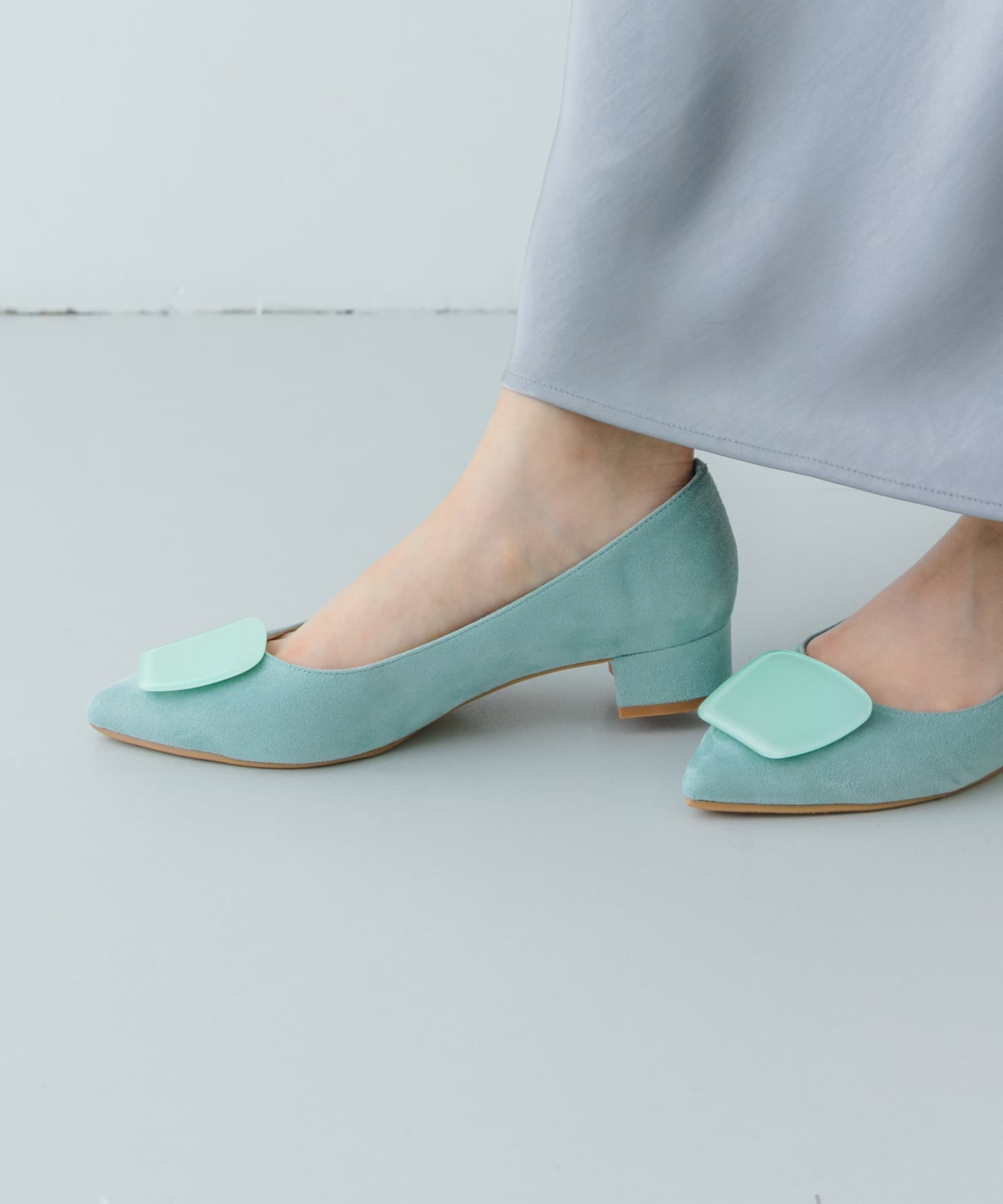 『MADE IN JAPAN』 3センチクリアバックルパンプス MINT 36