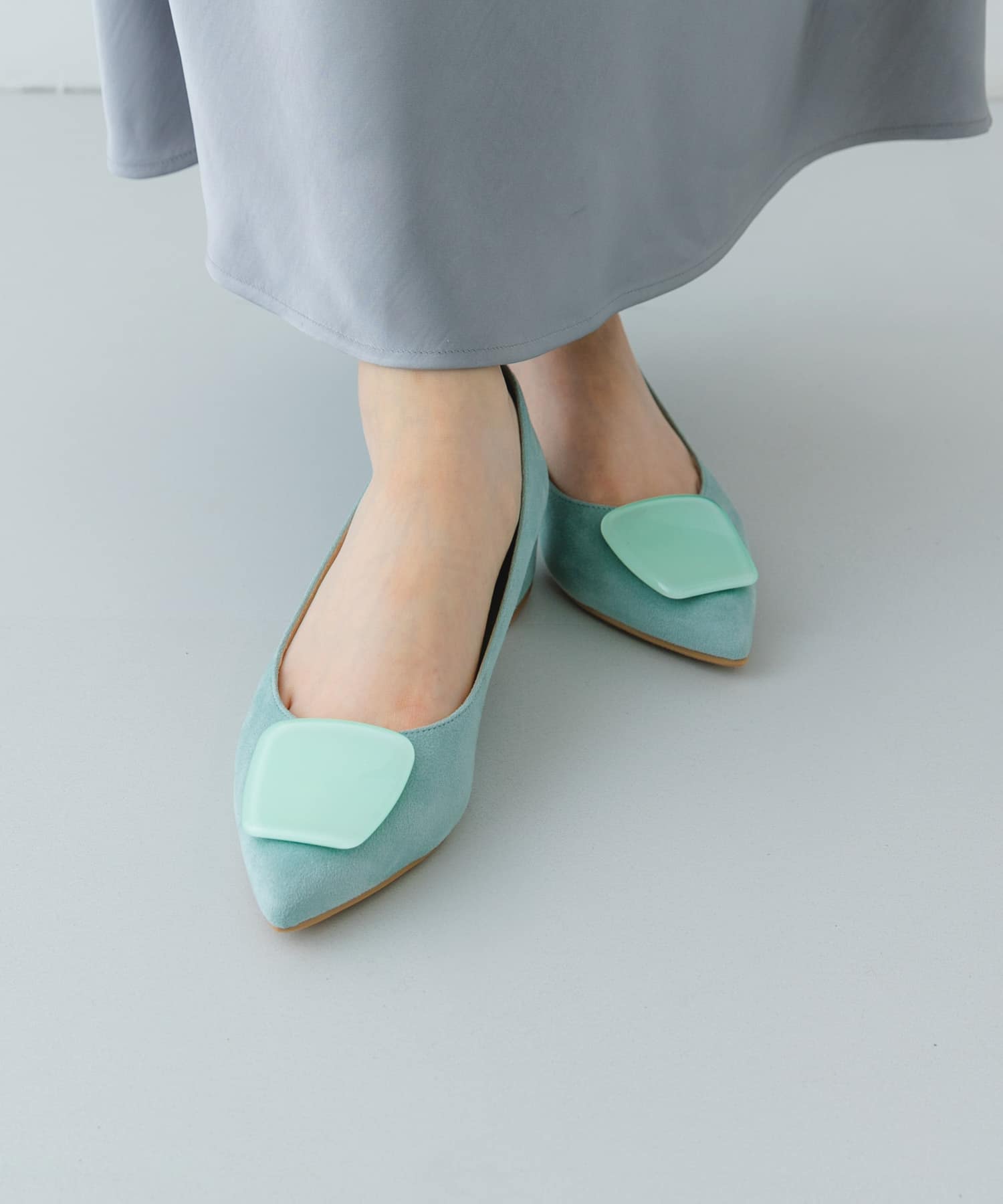 『MADE IN JAPAN』 3センチクリアバックルパンプス MINT 36