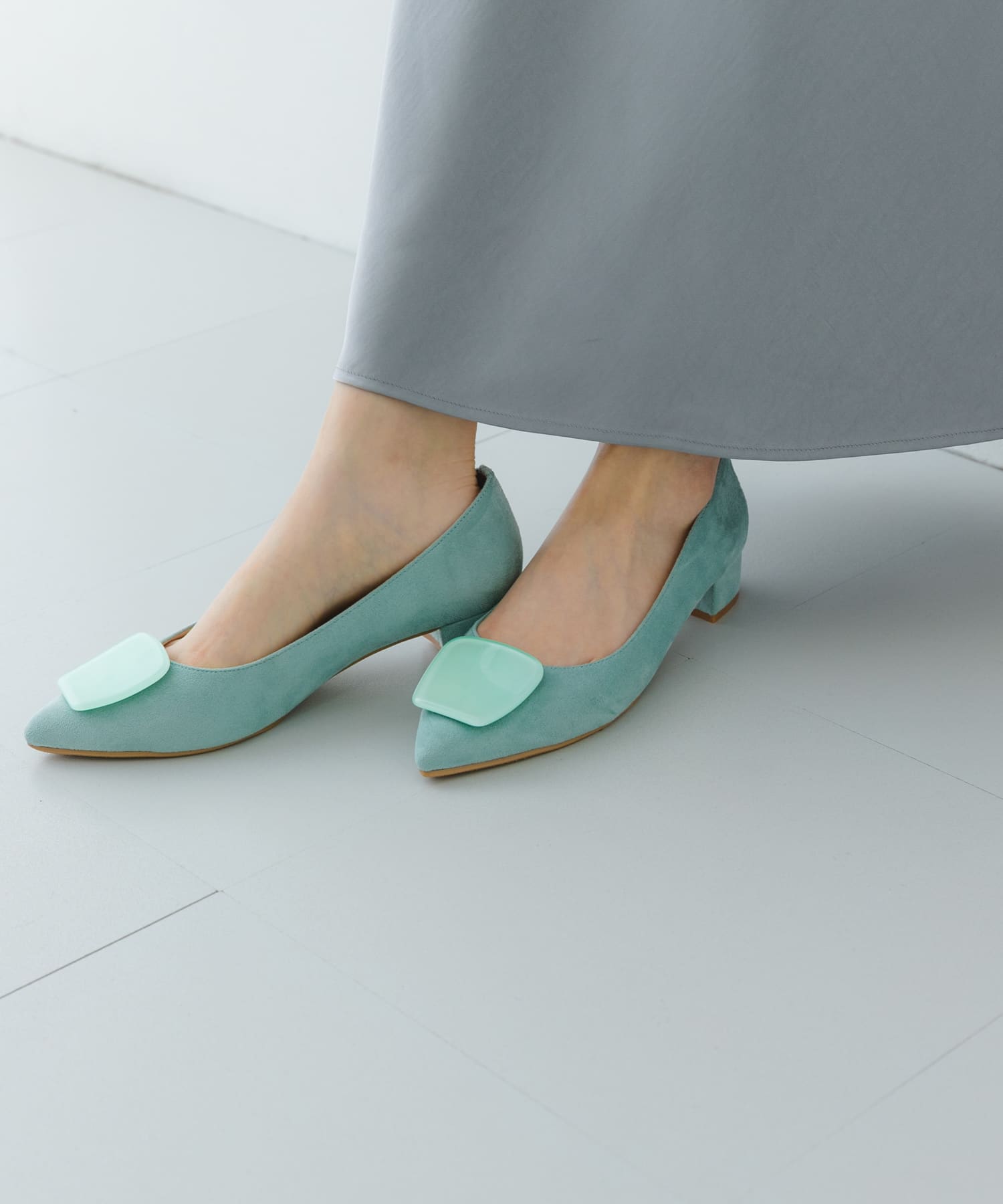 『MADE IN JAPAN』 3センチクリアバックルパンプス MINT 36