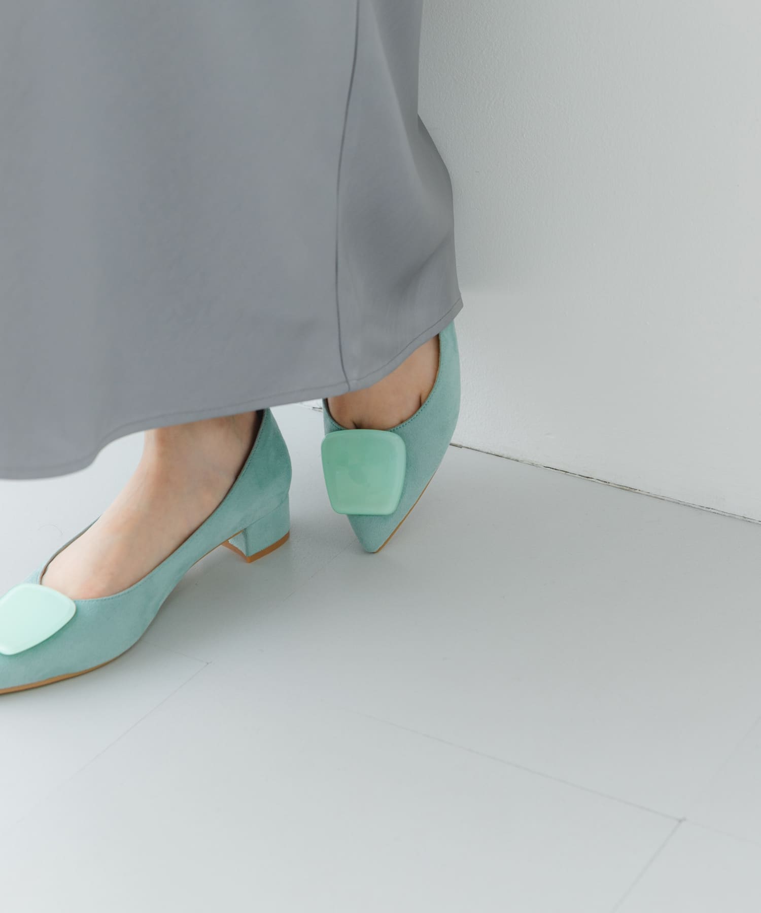 『MADE IN JAPAN』 3センチクリアバックルパンプス MINT 36