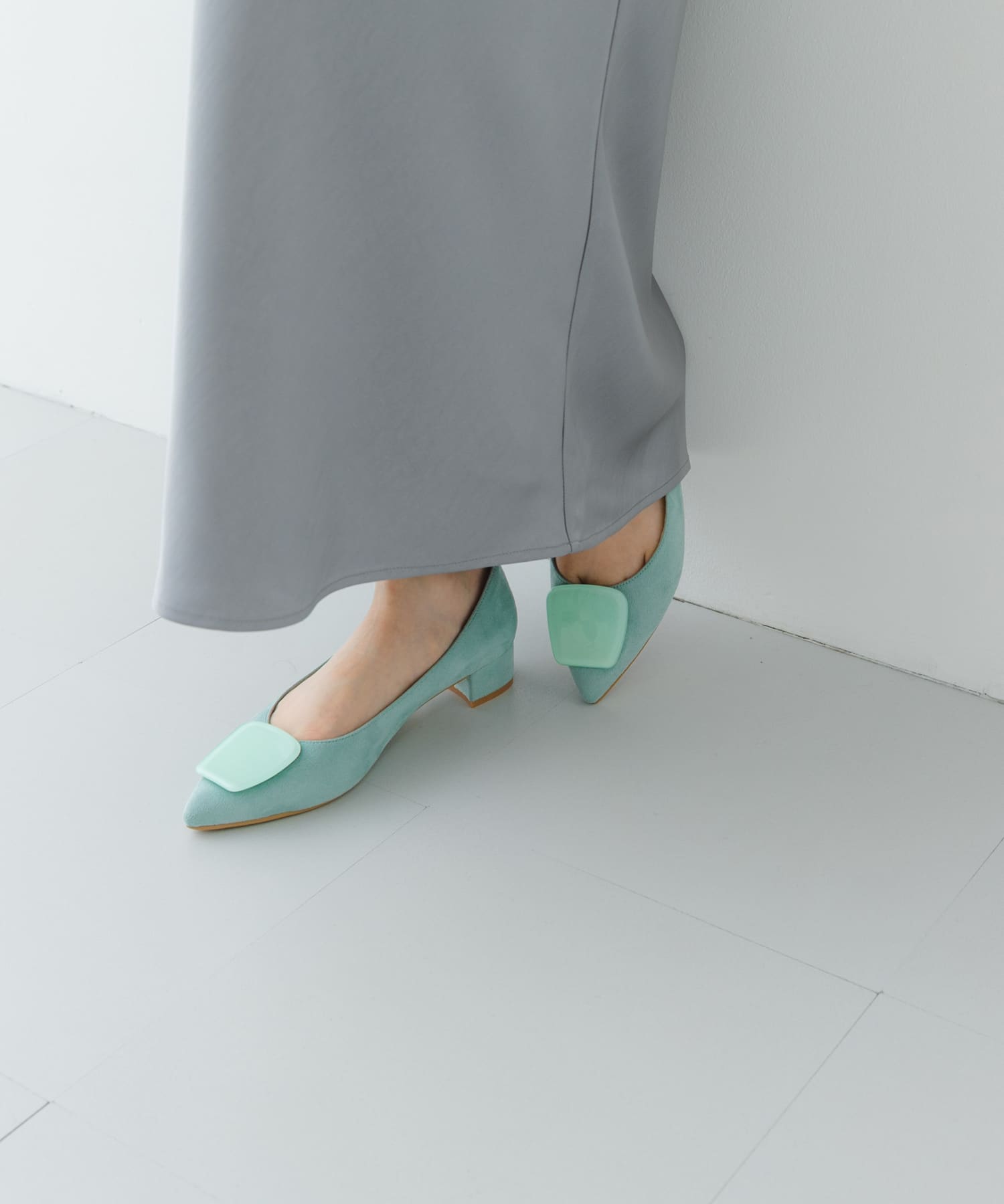 『MADE IN JAPAN』 3センチクリアバックルパンプス MINT 36