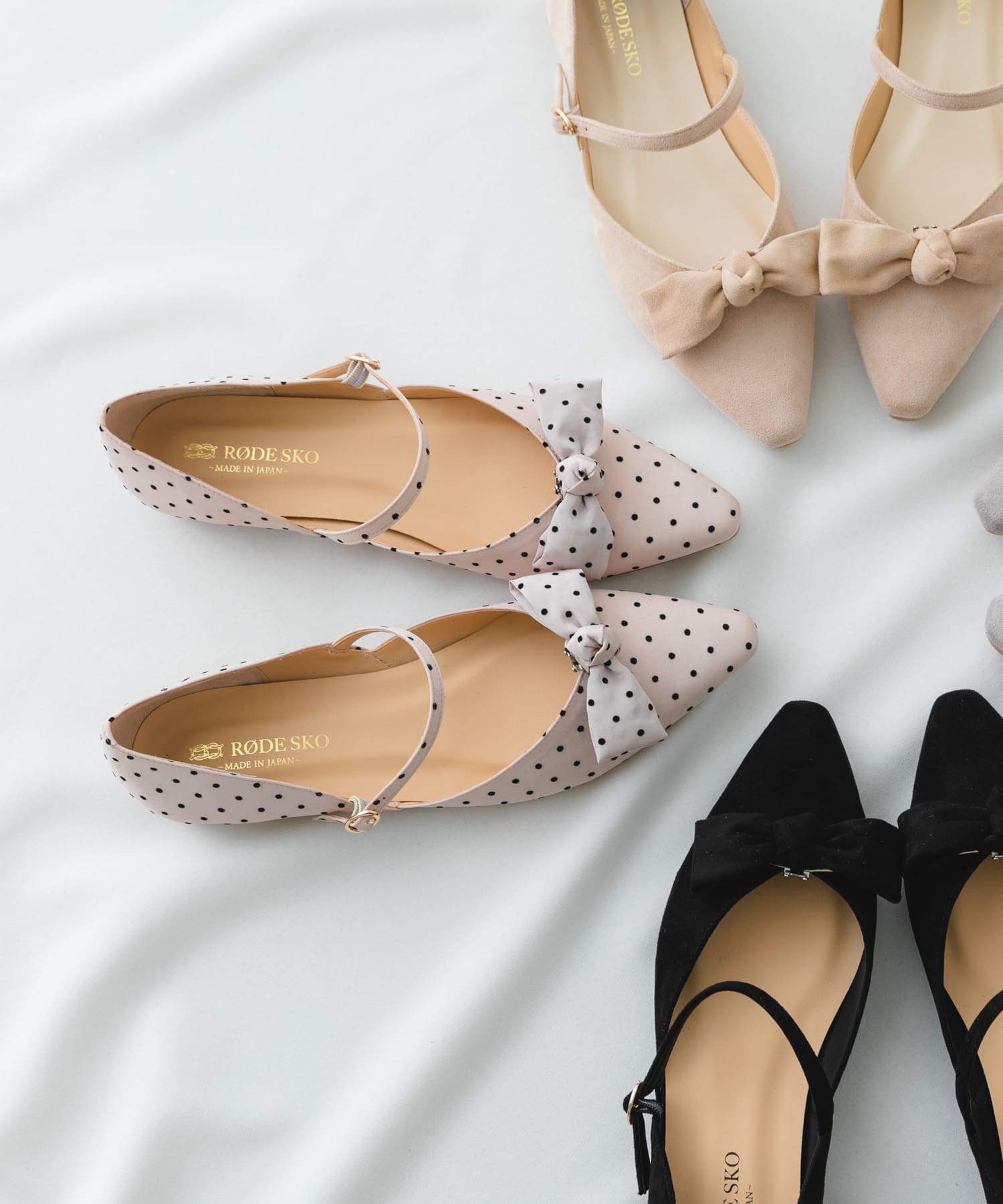 『WEB/一部店舗限定カラー』『MADE IN JAPAN』マルチWAYリボンパンプス PINK BEIGE 36