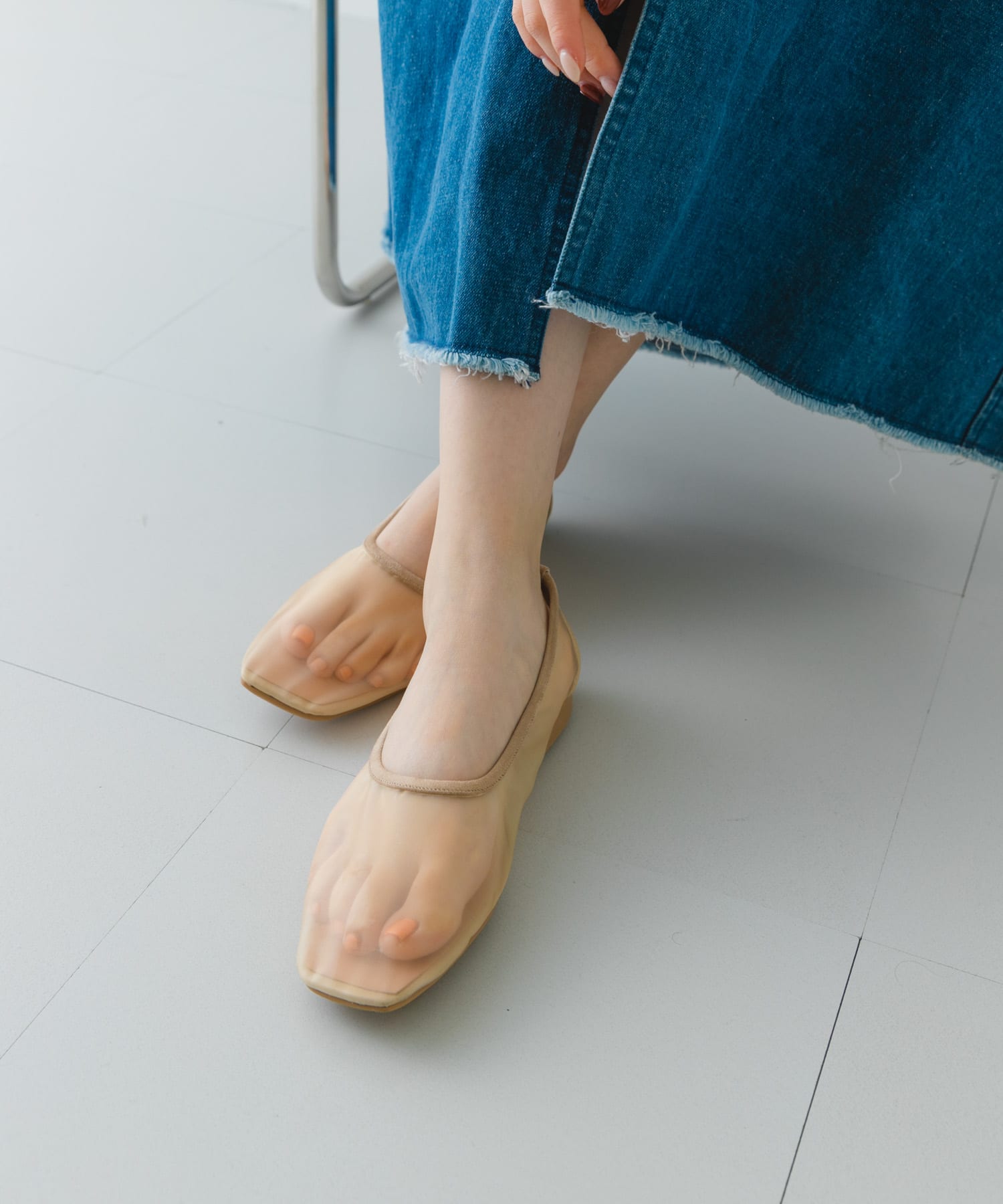 『MADE IN JAPAN』シアーフラットシューズ BEIGE 36