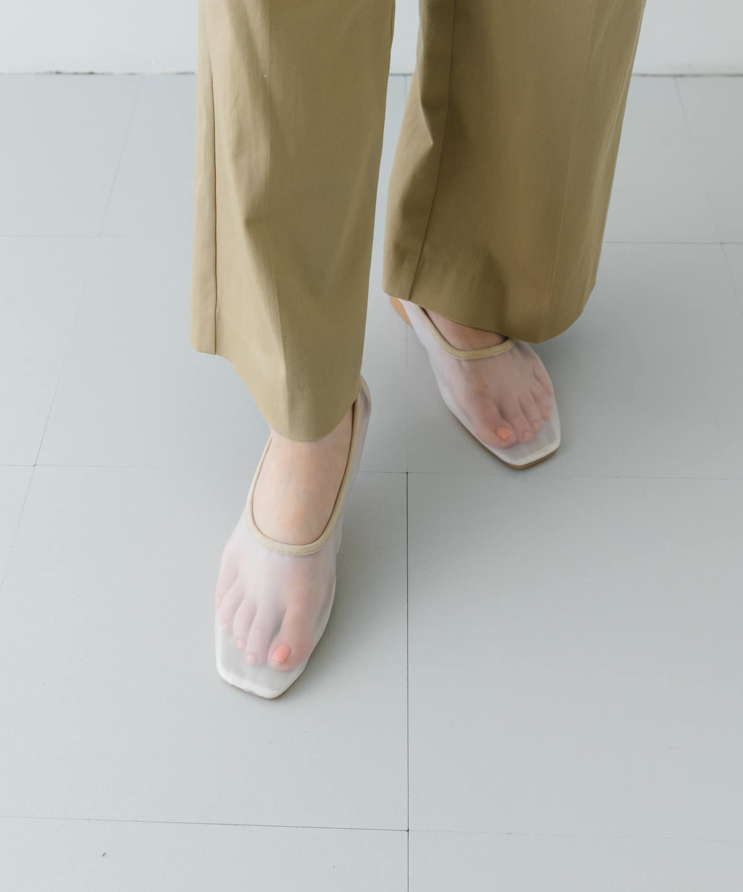 『MADE IN JAPAN』シアーフラットシューズ WHITE 36