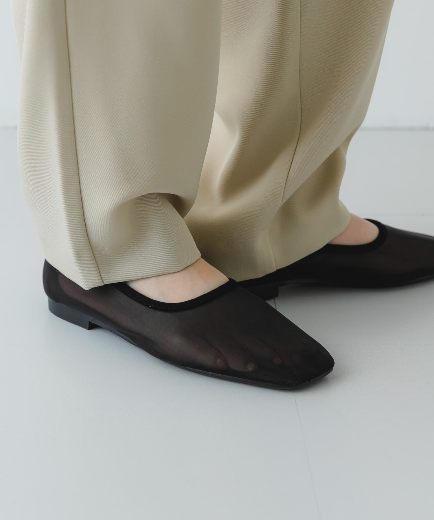 『MADE IN JAPAN』シアーフラットシューズ BLACK 36