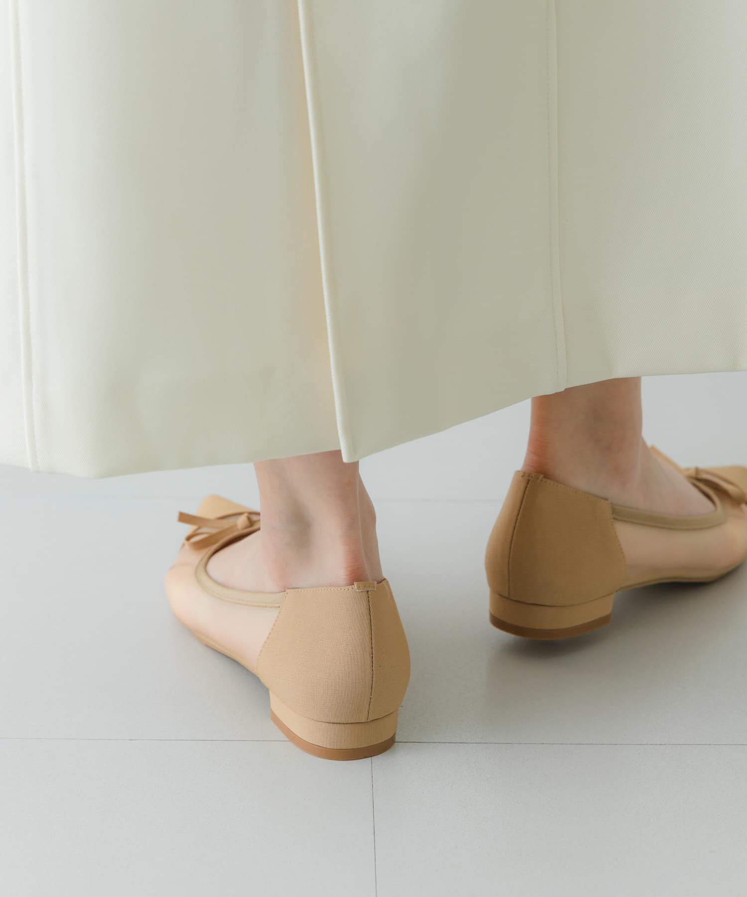 『MADE IN JAPAN』ポインテッドシアーフラットシューズ BEIGE 36